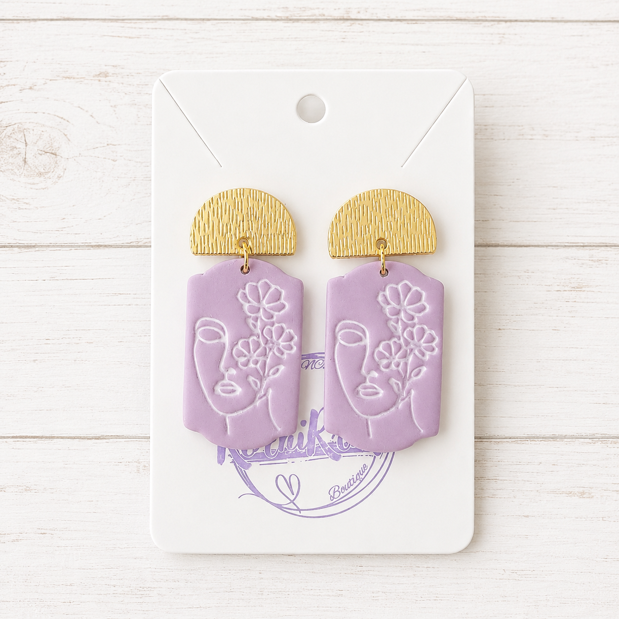 Artistic Floral Face Imprint Earrings