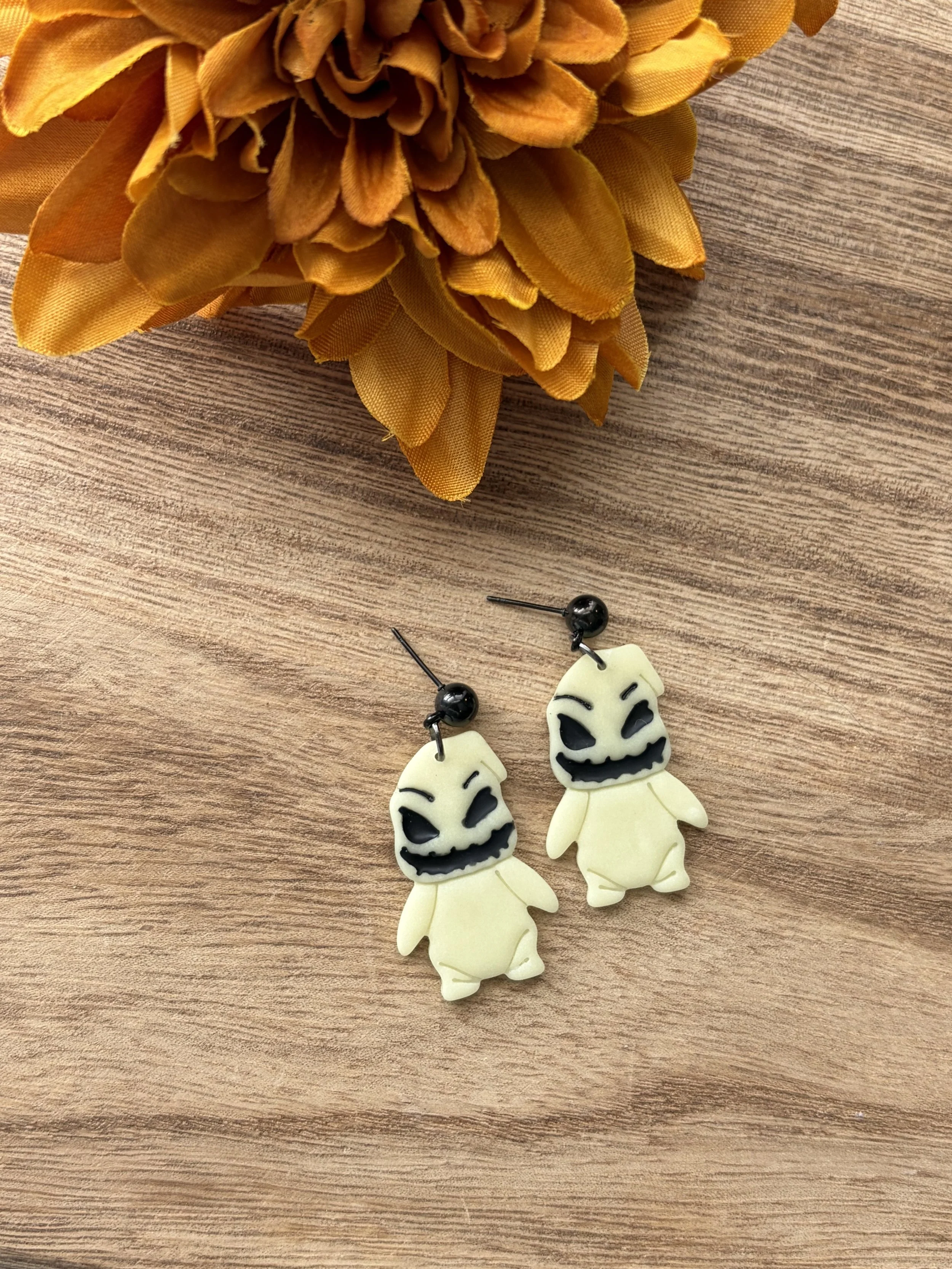 Handmade Glow-in-the-Dark Oogie Boogie Earrings