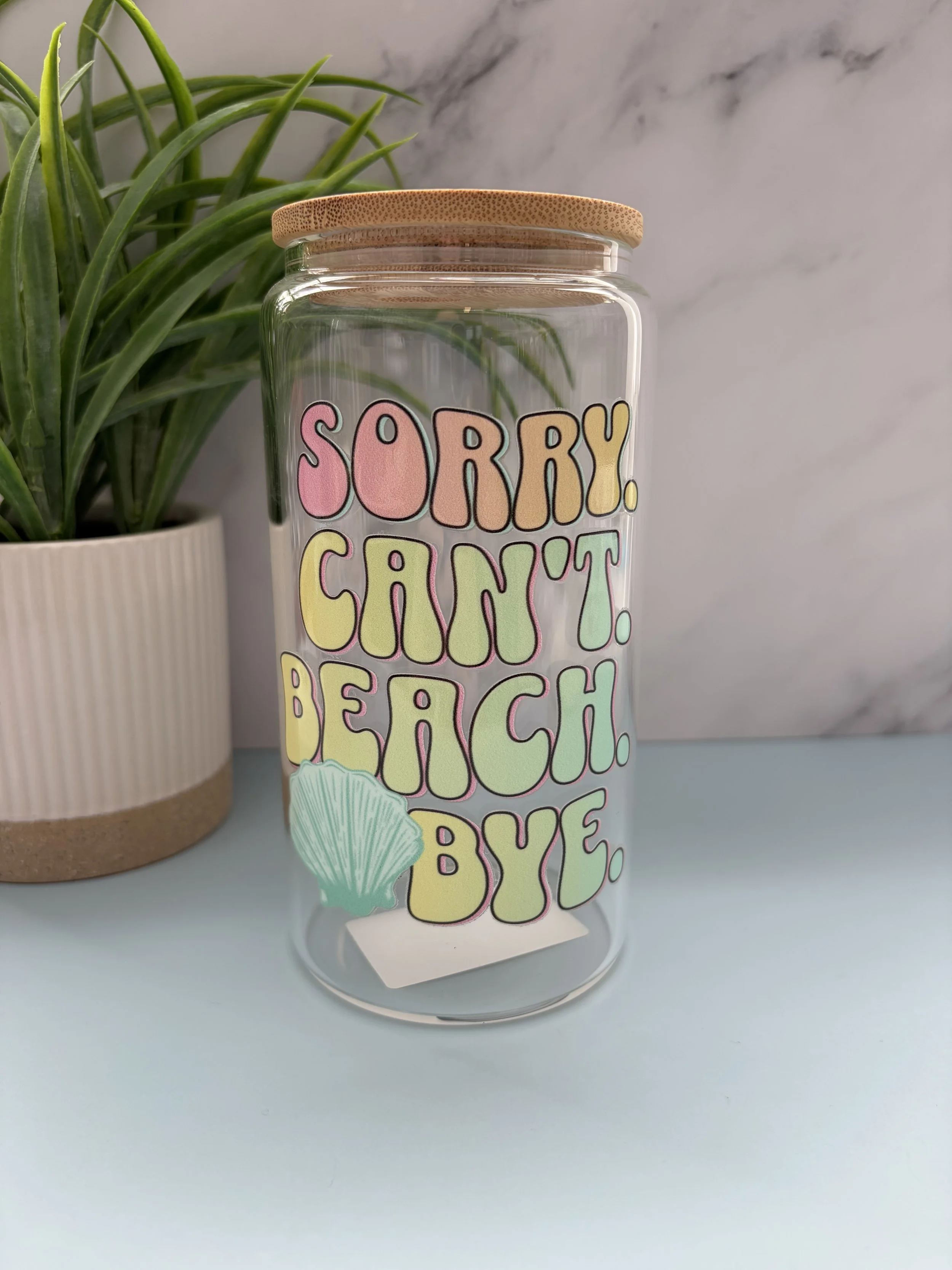 'Sorry Can't Beach Bye' 16oz Glass Tumbler
