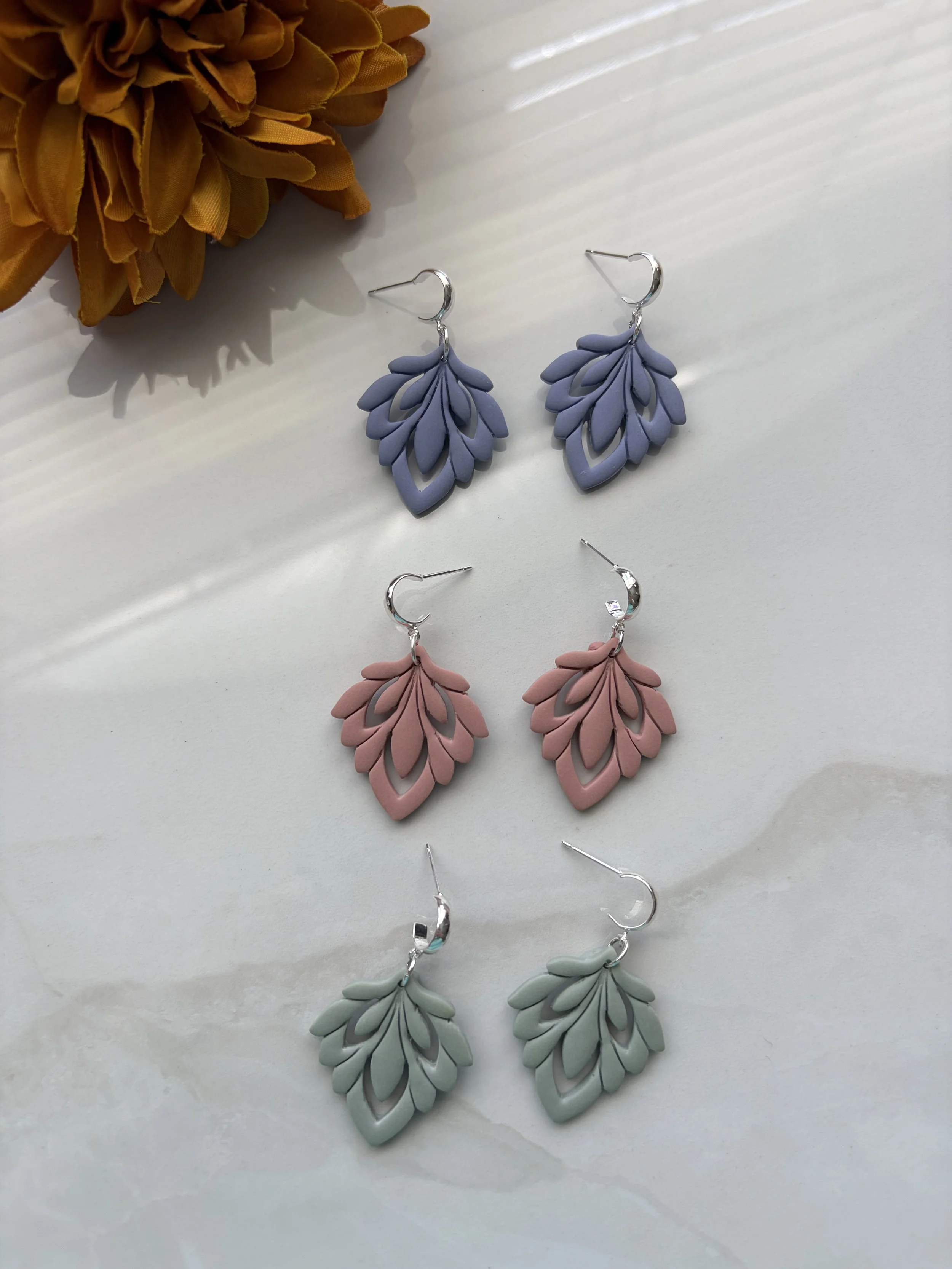 Elegant Leaf-Inspired Polymer Clay Earrings