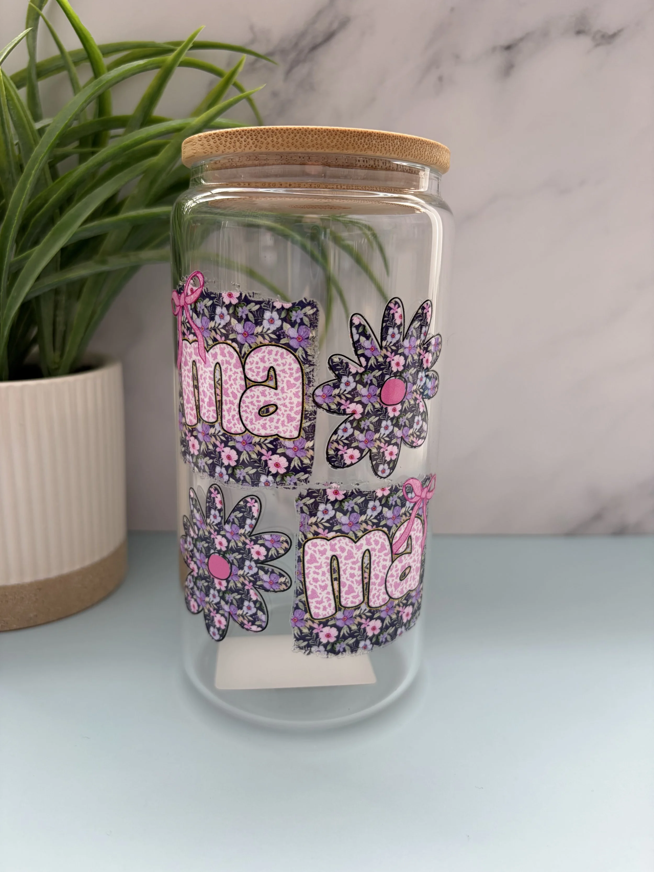 Floral Mama Tumbler with Bamboo Lid & Straw