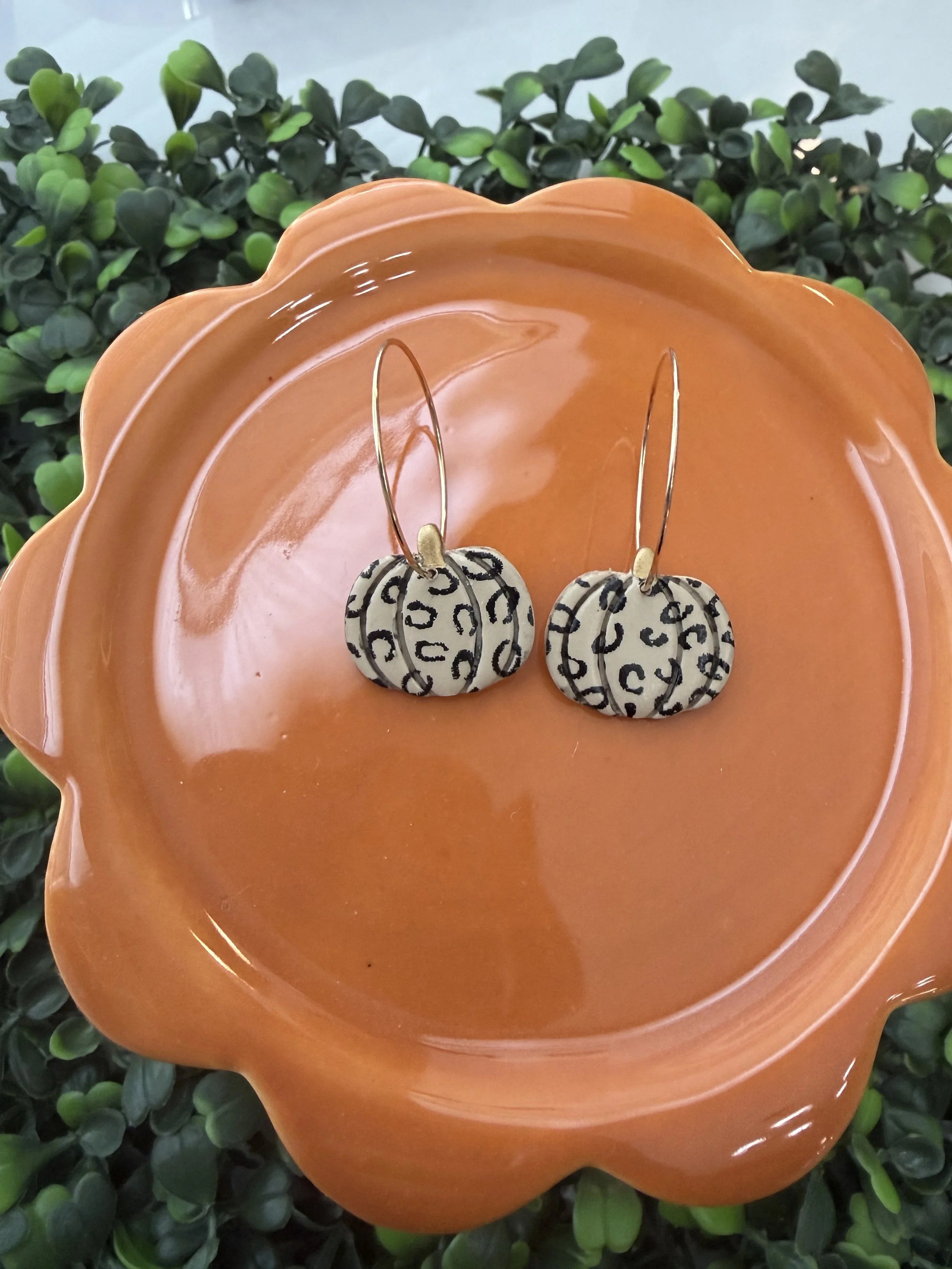 Cheetah Print Pumpkin Earrings