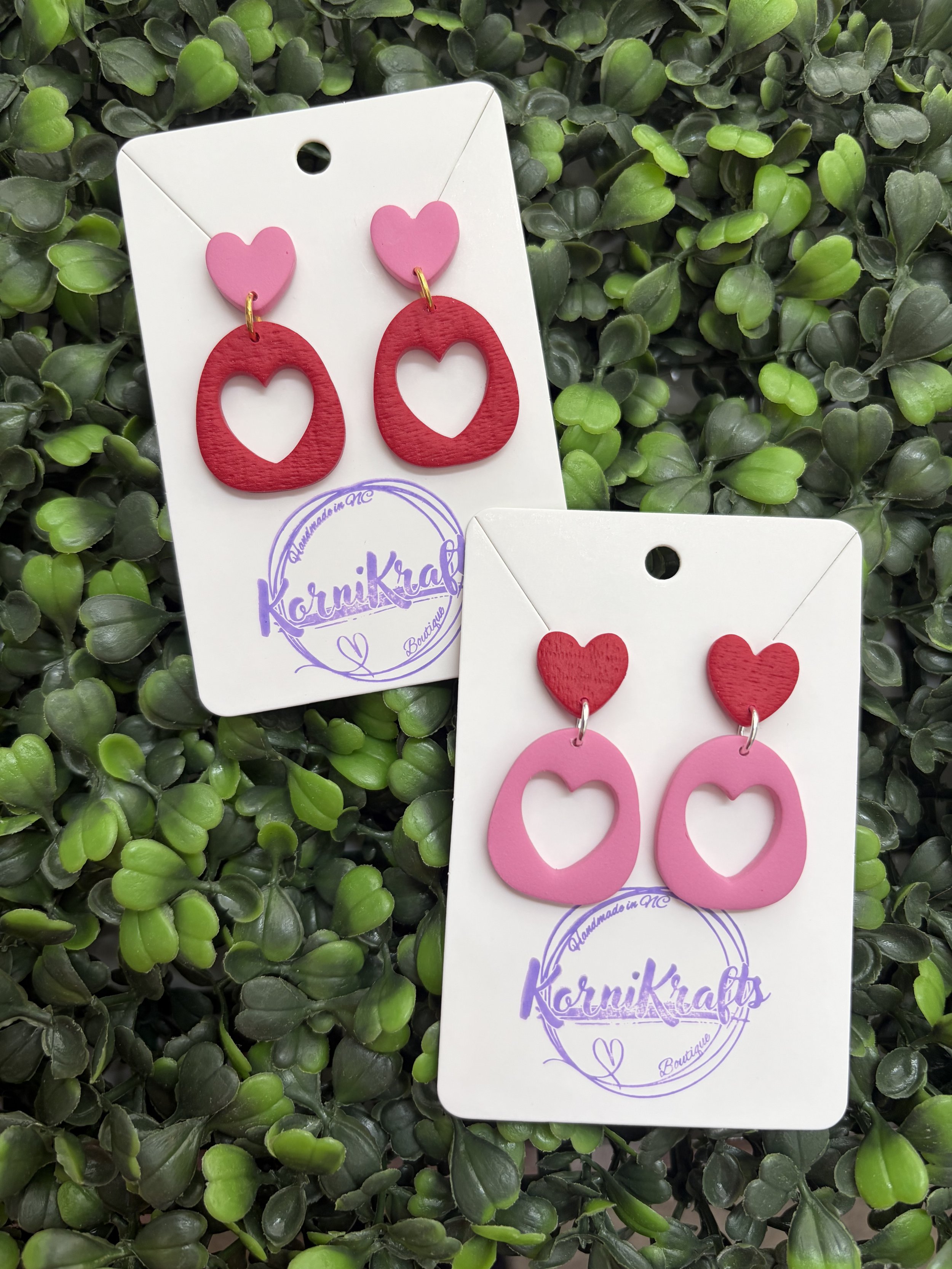 Heart Cut-Out Polymer Clay Earrings