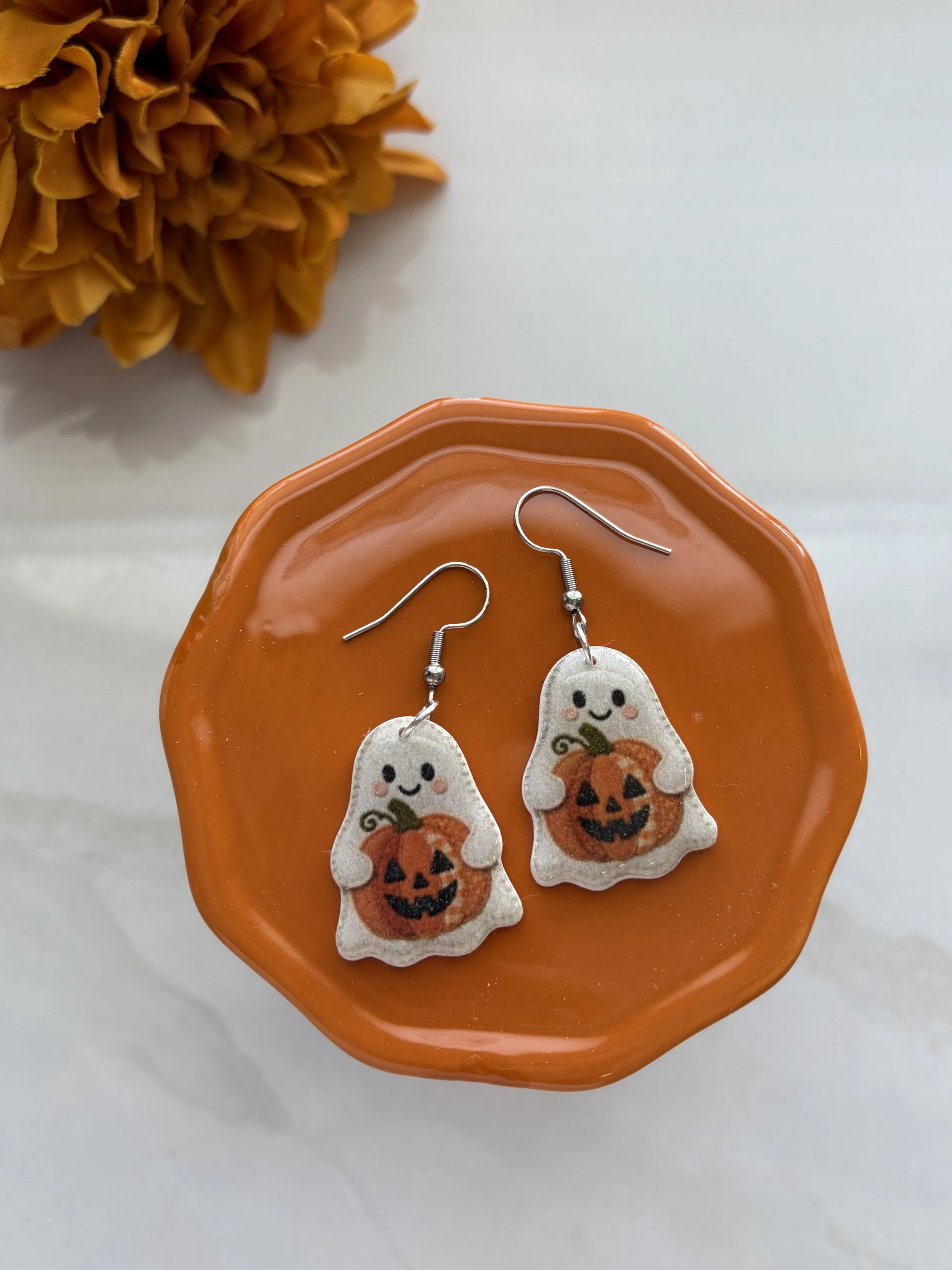 Charming Ghost & Pumpkin Earrings