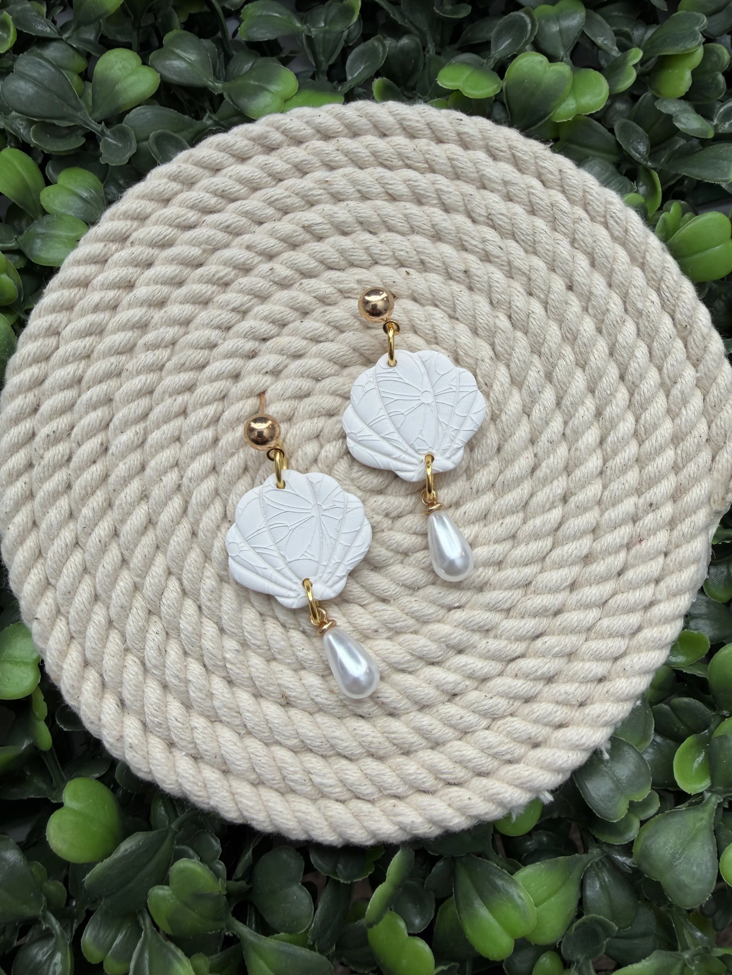 Seashell Charm Clay Earrings