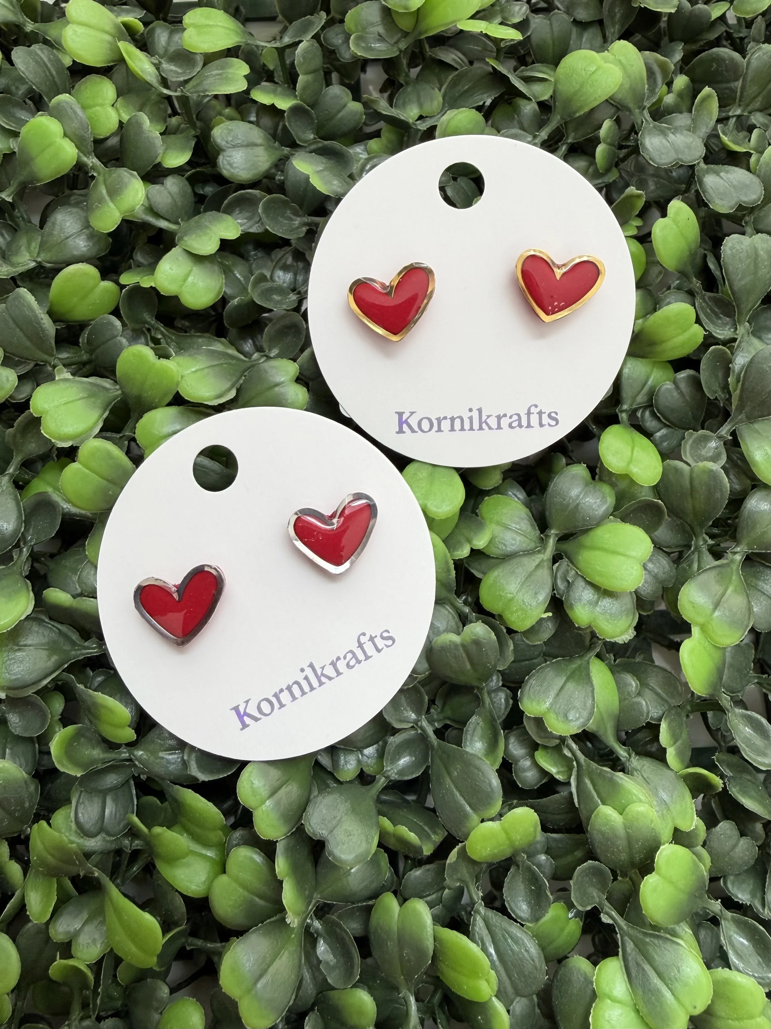 Red Heart Polymer Clay Stud Earrings