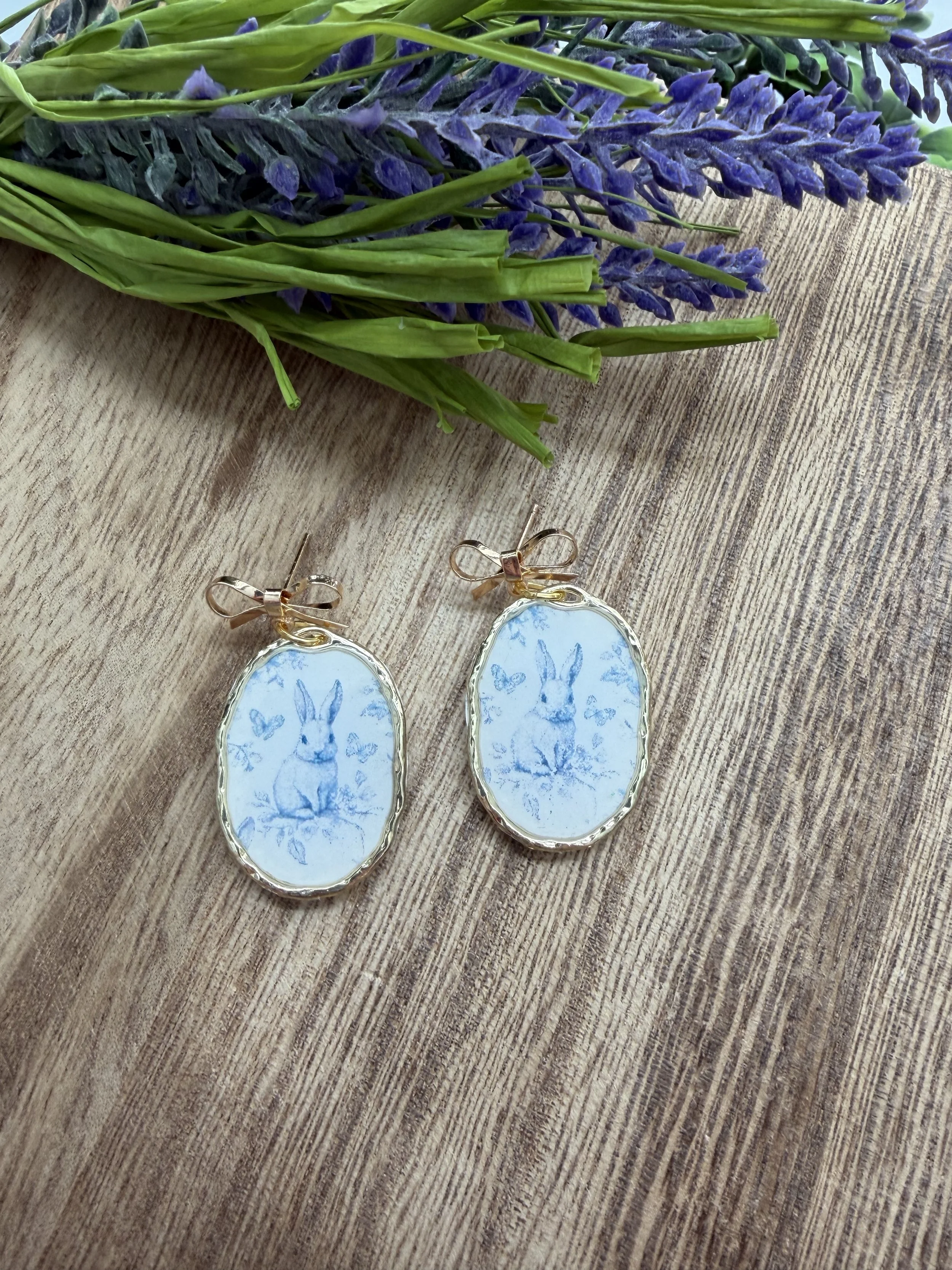 Whimsical Blue Bunny Earrings