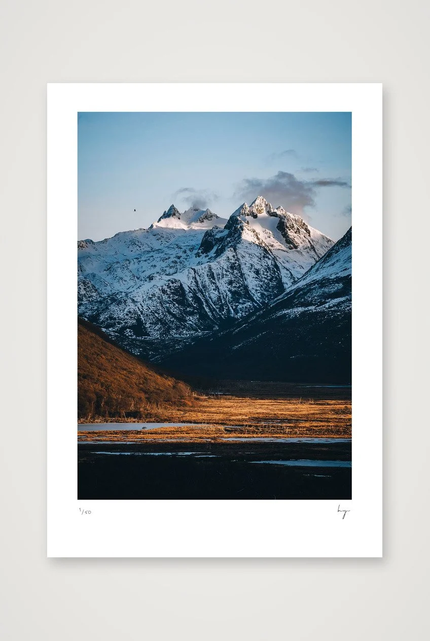 Feiry landscapes of Tierra del Fuego with towering mountains in the background