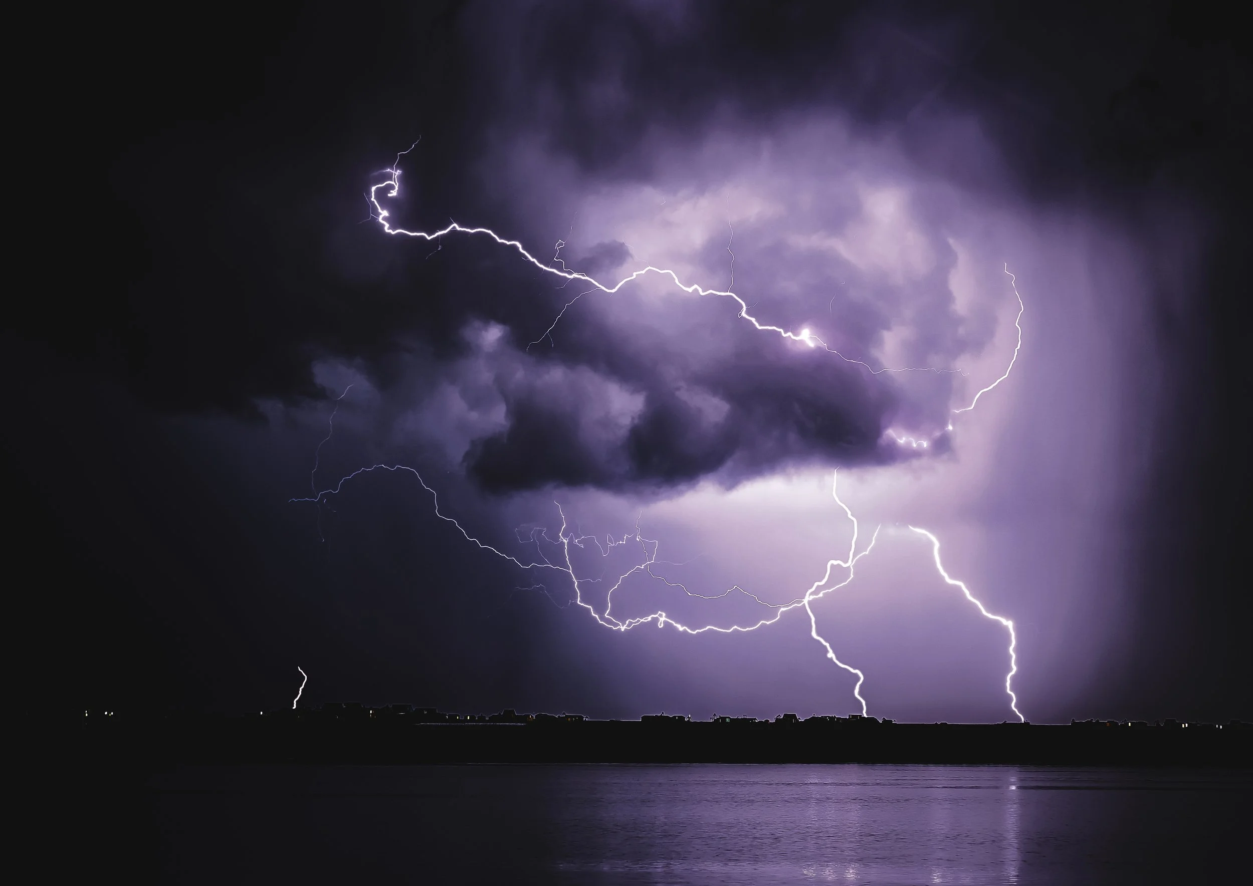 Lightning over lake Titikaka