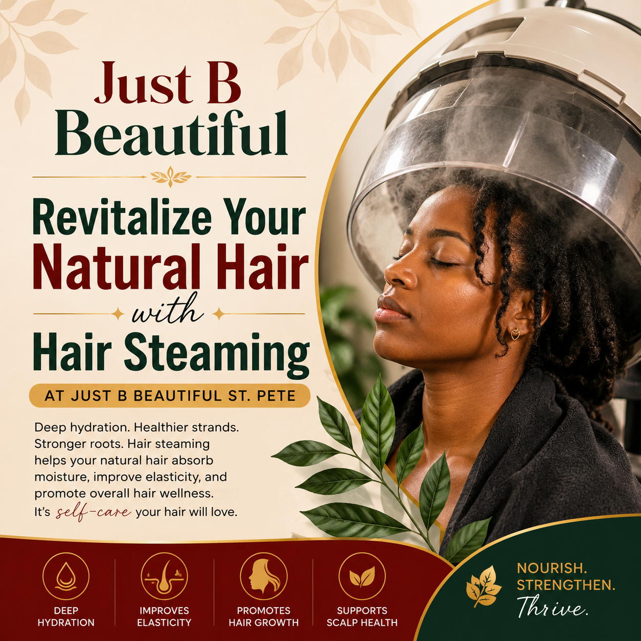 Revitalize Your Natural Hair with Hair Steaming at Just B Beautiful St. Pete