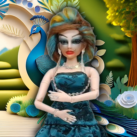 Enchanting Bridal Elegance OOAK Doll - Animalia Pavo