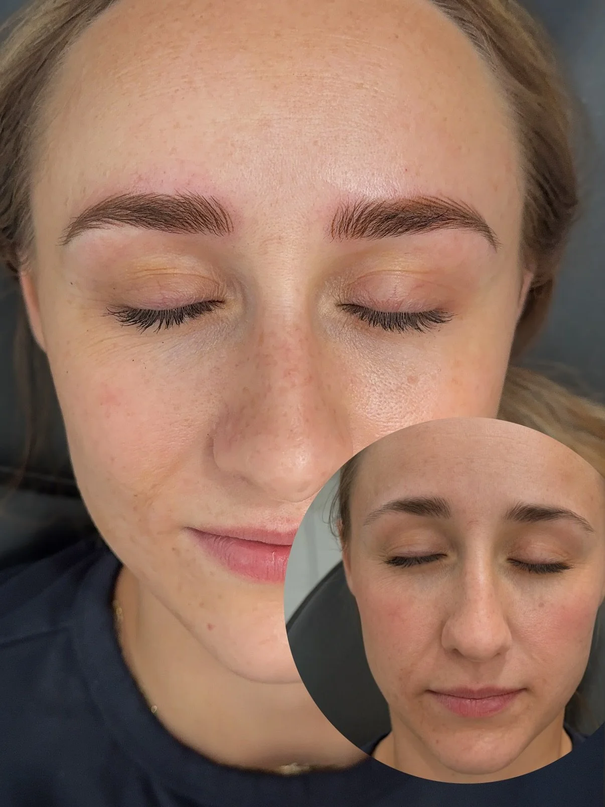 Yum humming over this lil&rsquo; bitty symmetry adjustment. 

Technique: Nano. 
.
.
#lurestudio #nanobrows #azbrowartist #aznanoartist #browb&amp;a #mesabrows