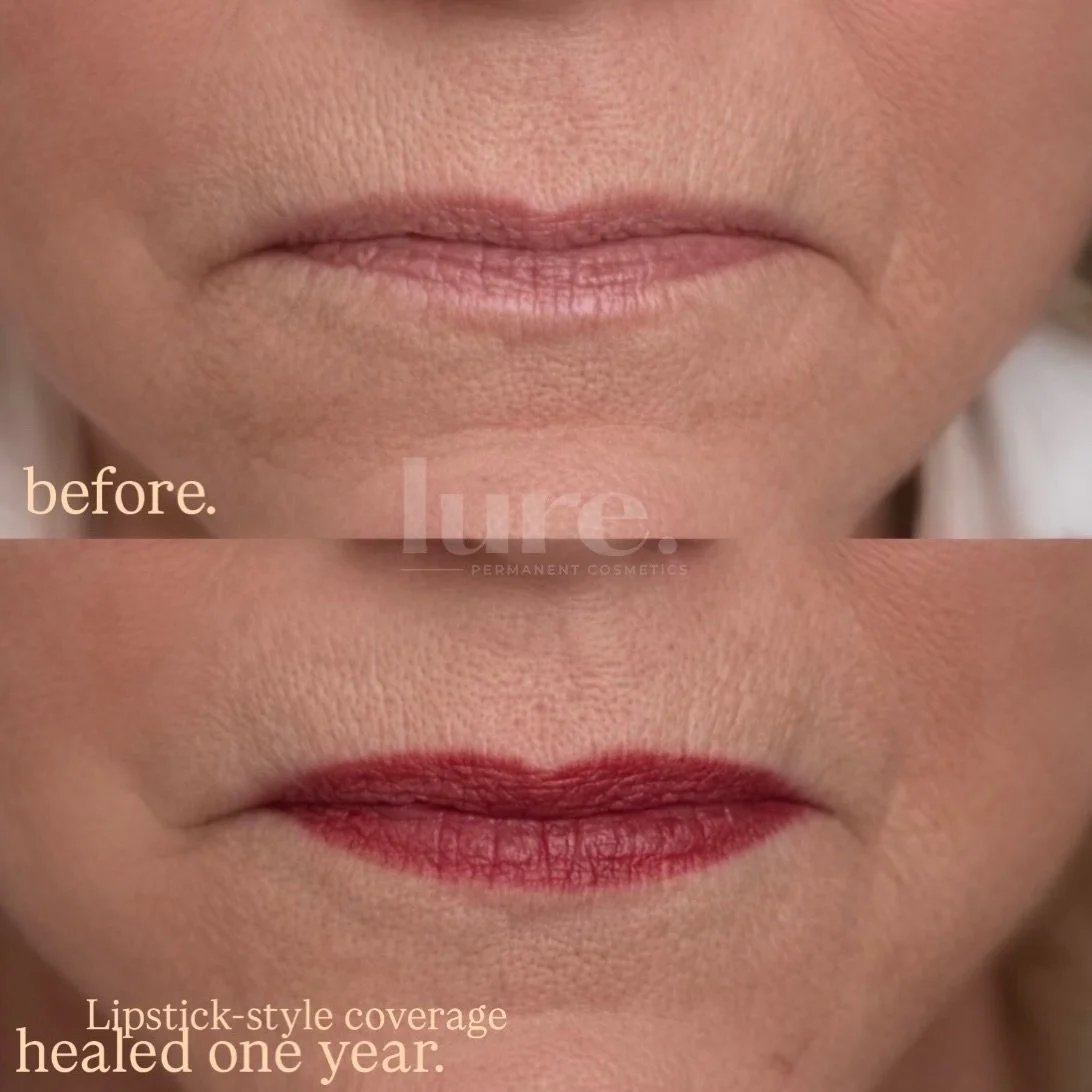 Not all Lip Blush is created equal.

This is full coverage / lipstick-style saturation (healed).
Opacity can range from sheer to bold &mdash; and it&rsquo;s chosen based on:
&bull; natural lip volume
&bull; shape
&bull; age &amp; texture
&bull; desir