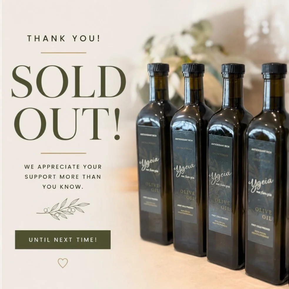 We are officially SOLD OUT! ✨
Thank you for all of your support.
Our olive oil is rooted in tradition, family, and quality &mdash; and we are so grateful to have this community alongside us. 🤍
Check back in September for our next batch. Until then, 