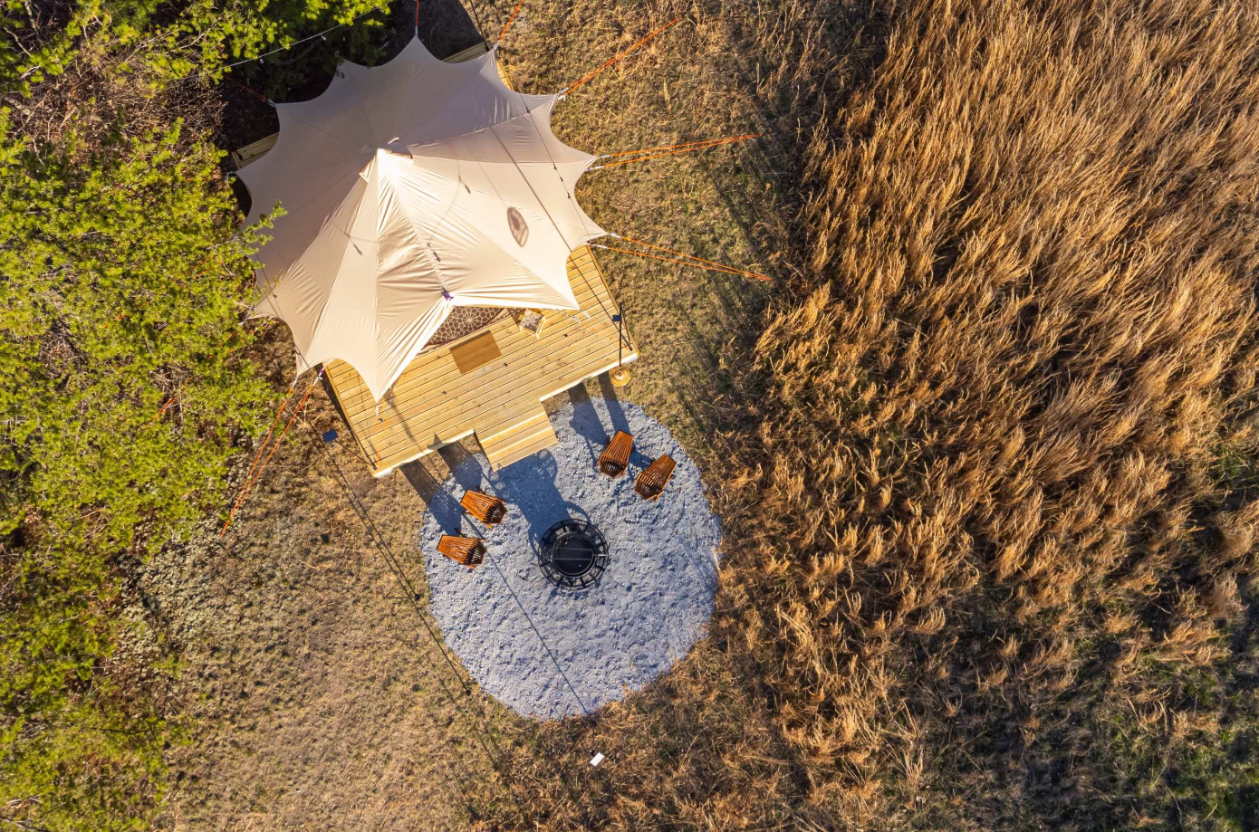 Drone view of galmping tent.png