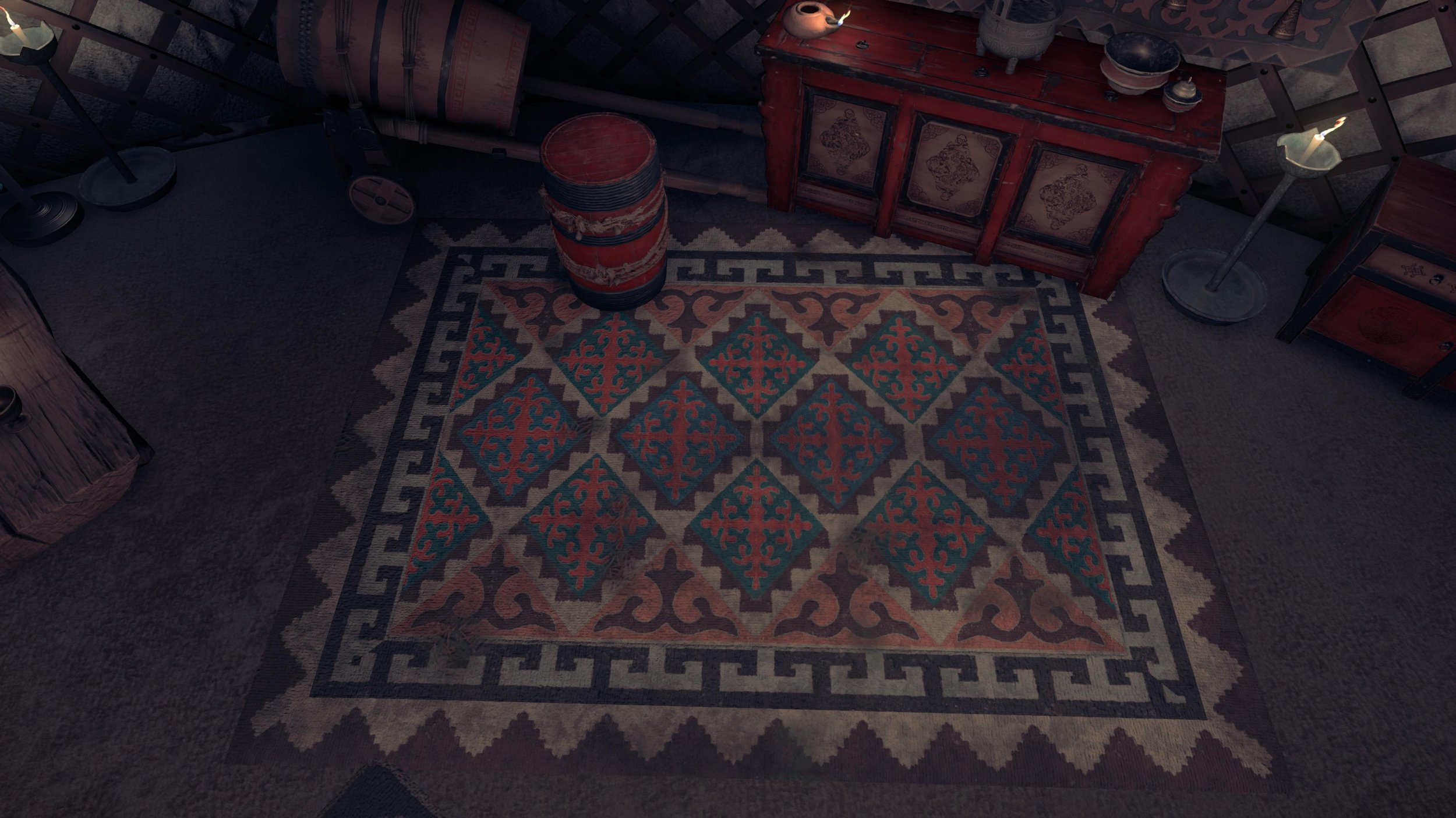 Yurt interior, Modeling, Textures & Materials