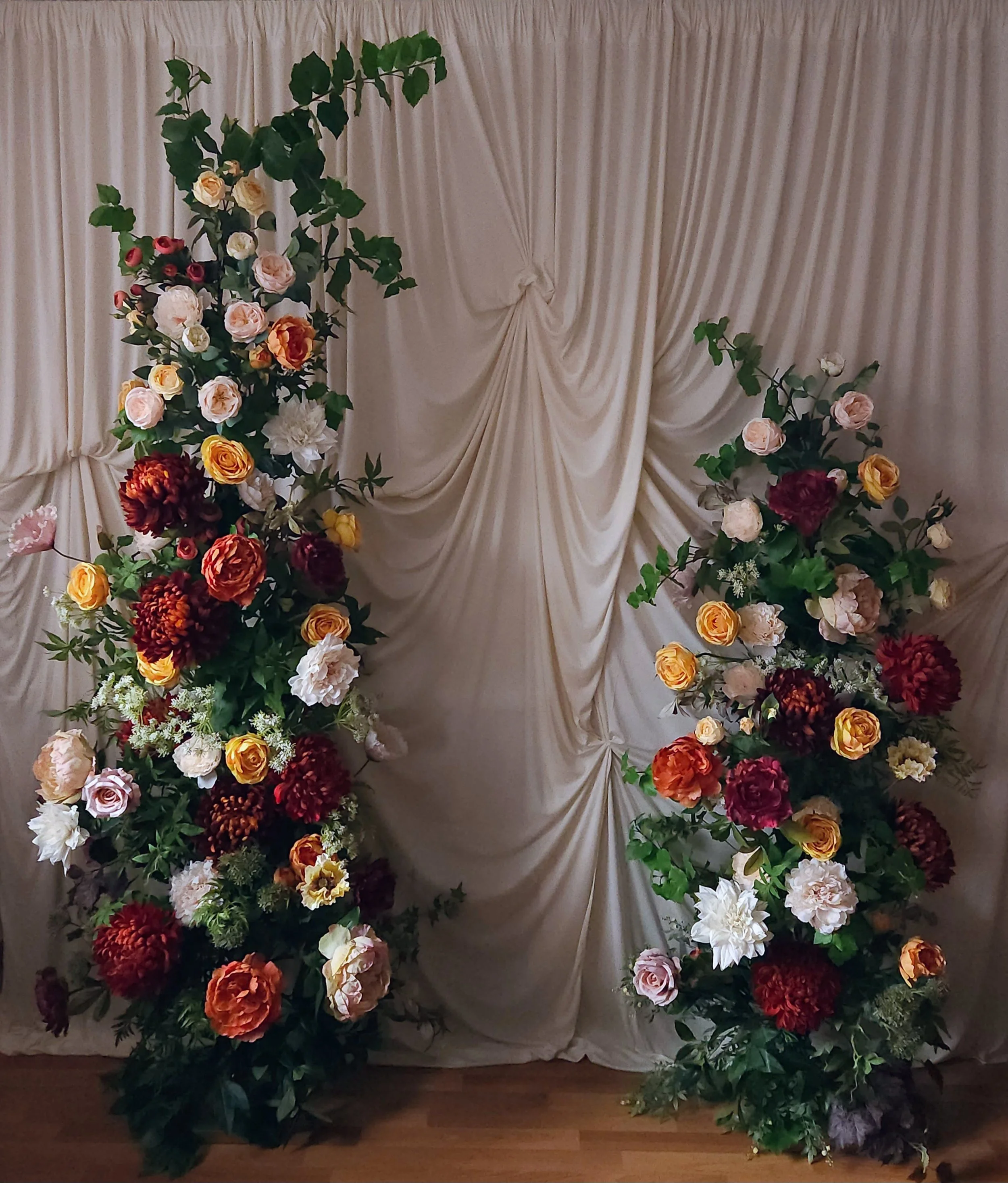 Autumnal Deconstructed Faux Flower Arch Edinburgh Hire Nàdair Studio