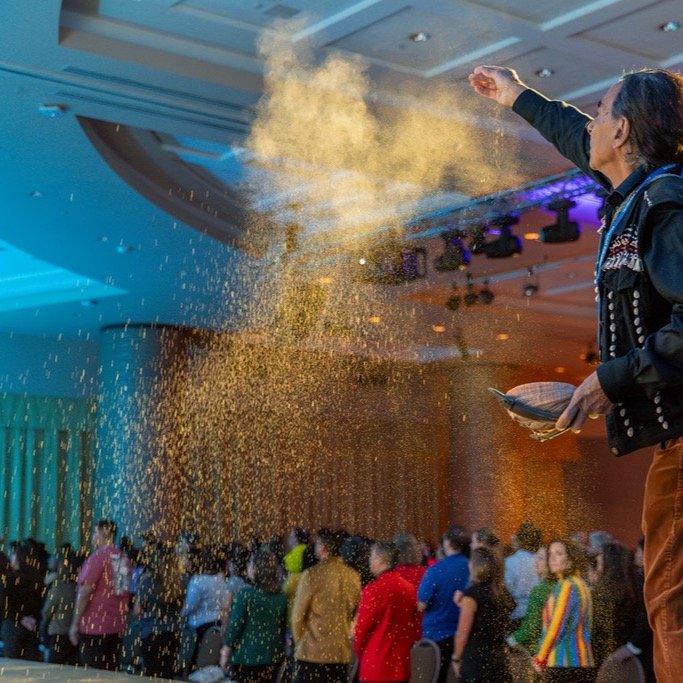 Chair Robert Dorame giving a Tongva directional blessing for our friends at @cprsdistrict10 in Long Beach. #tongva #firstpeoples #longbeach #gabrielino