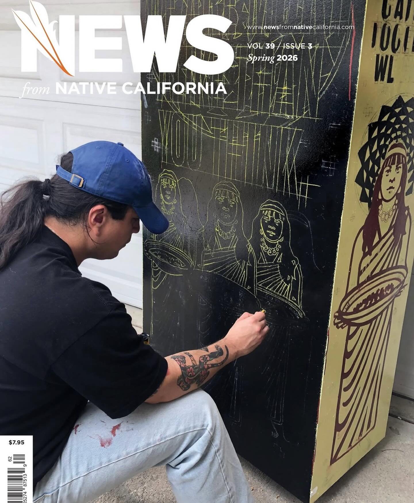 Tongva fine artist, River Garza, on the cover of the Spring edition of @newsfromnativecalifornia #tongva #gabrielino #tovaangar #firstpeople