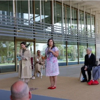 On April 19, 2026, Tongva artist @mercedes.dorame and poet @meganmichelledorame offered a blessing at the ribbon-cutting ceremony of the David Geffen Galleries at the Los Angeles County Museum of Art @lacma