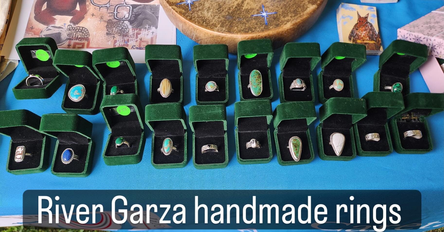The @theautry is featuring handcrafted rings from Tongva Artist, River Tikwu Garza. #tongva #gabrielino #jewlery