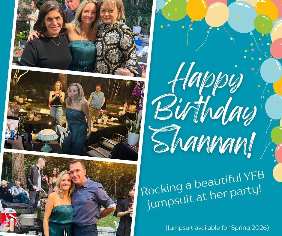 ✨ Happy Birthday, Shannan! ✨
Celebrating in style and glowing in her stunning YFB jumpsuit 💚 @yfbclothing 
We’re obsessed with this look — elegant, effortless, and party-perfect.
Coming soon for Spring 2026! 🌿💫
#YFBClothing #Birthd