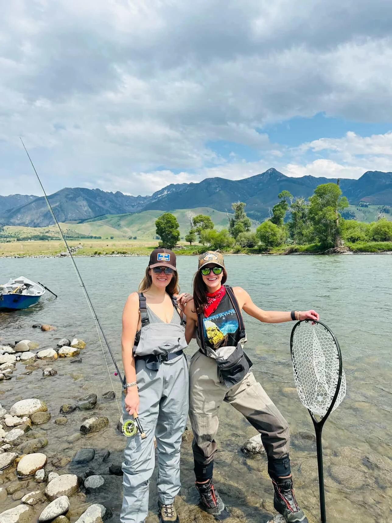 Fly fishing for trout on the Yellowstone River near Bozeman Montana
