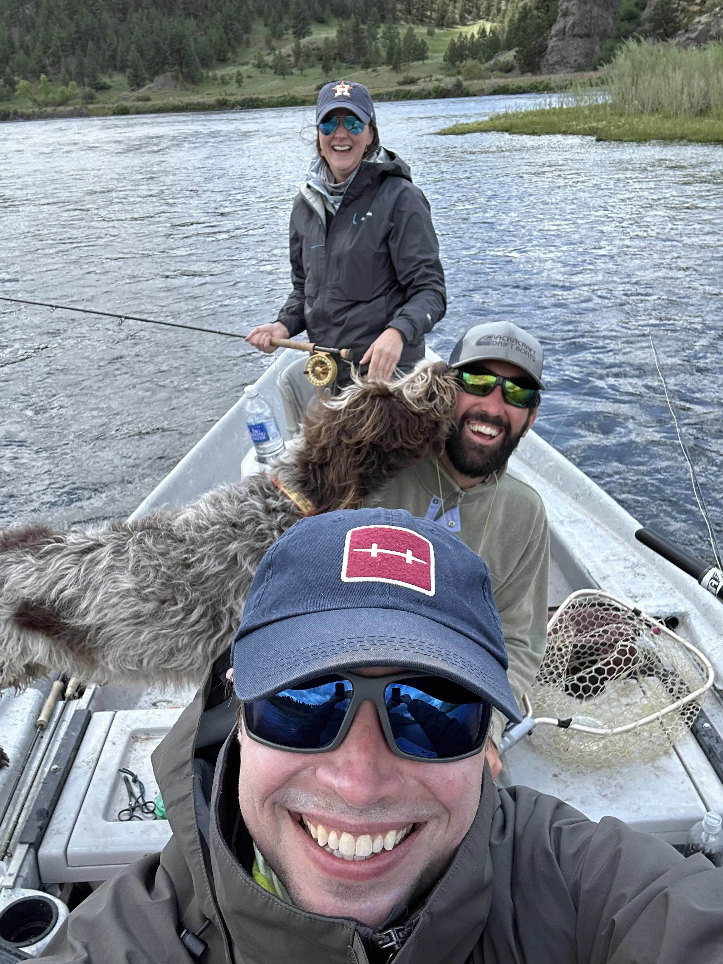 Happy people in a boat.