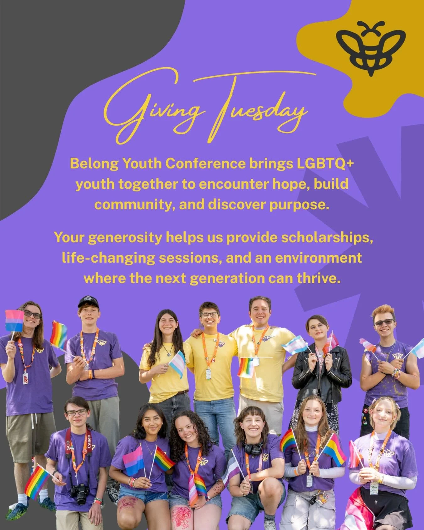 This Giving Tuesday, help LGBTQ+ youth know they belong.
Your donation directly supports safe, affirming spaces for teens who need them most.
Donate today: https://www.belongyouthconference.org/donate