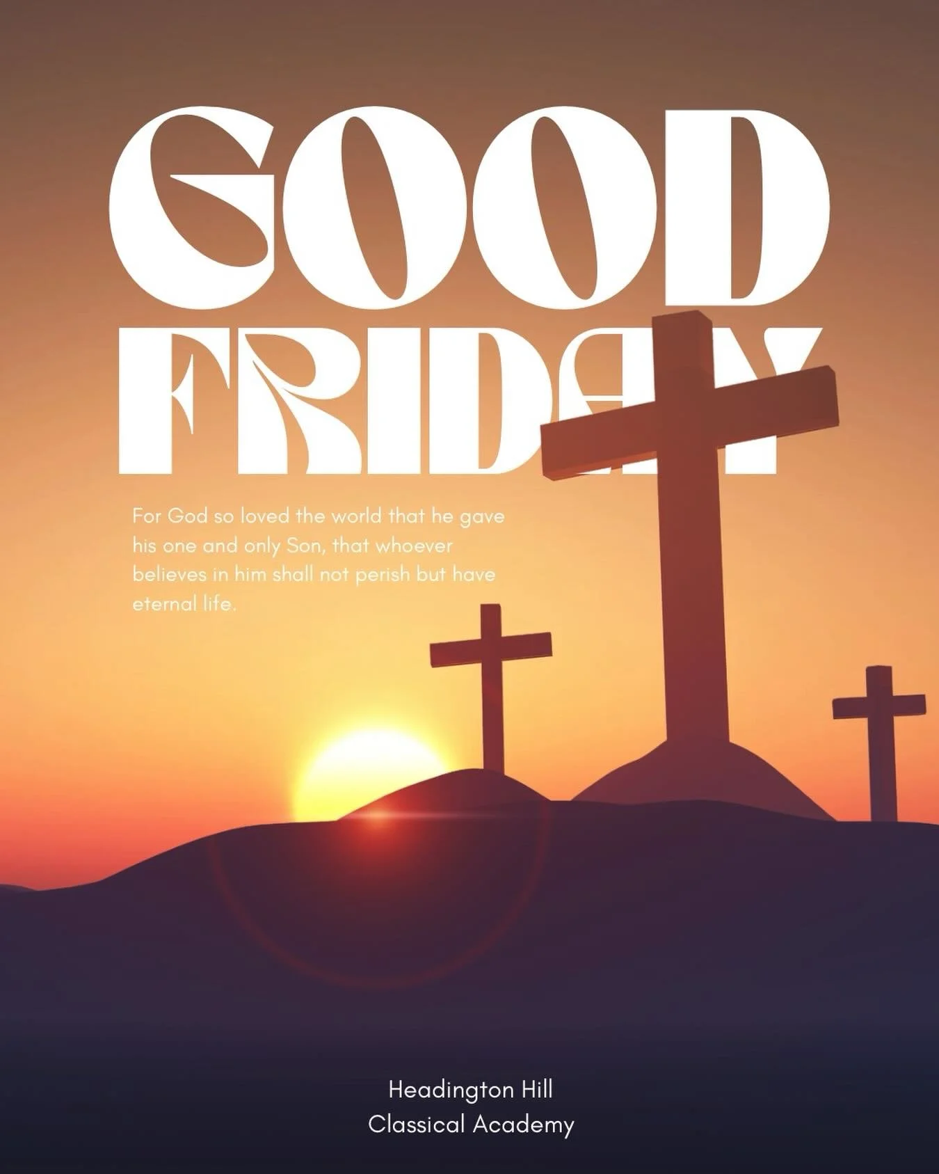 ✨Good Friday reminds us of the supreme sacrifice of Christ✨
John 3:16 tells us:

&ldquo;For God so loved the world that He gave His only Son, that whosoever believes in Him shall not perish, but have eternal life.&rdquo;

May we reflect upon this pro