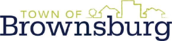 Logo for Town of Brownsburg featuring a skyline outline and text.