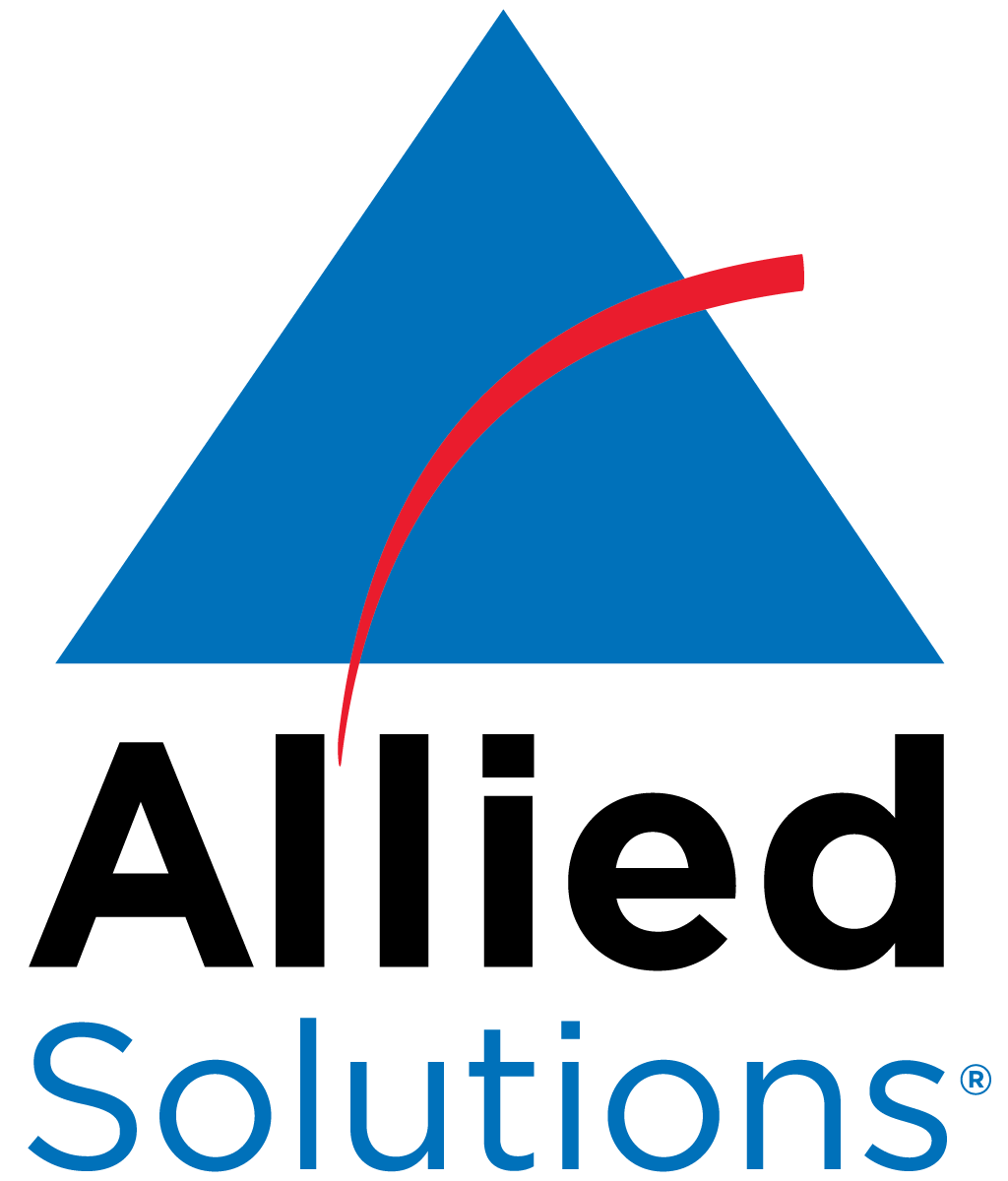 AT&T Solutions logo featuring a large blue triangle with a red curved line across it and the word "solutions" underneath.