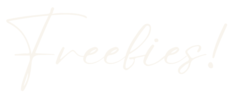 Stylized white text on black background reading "Freebies!"
