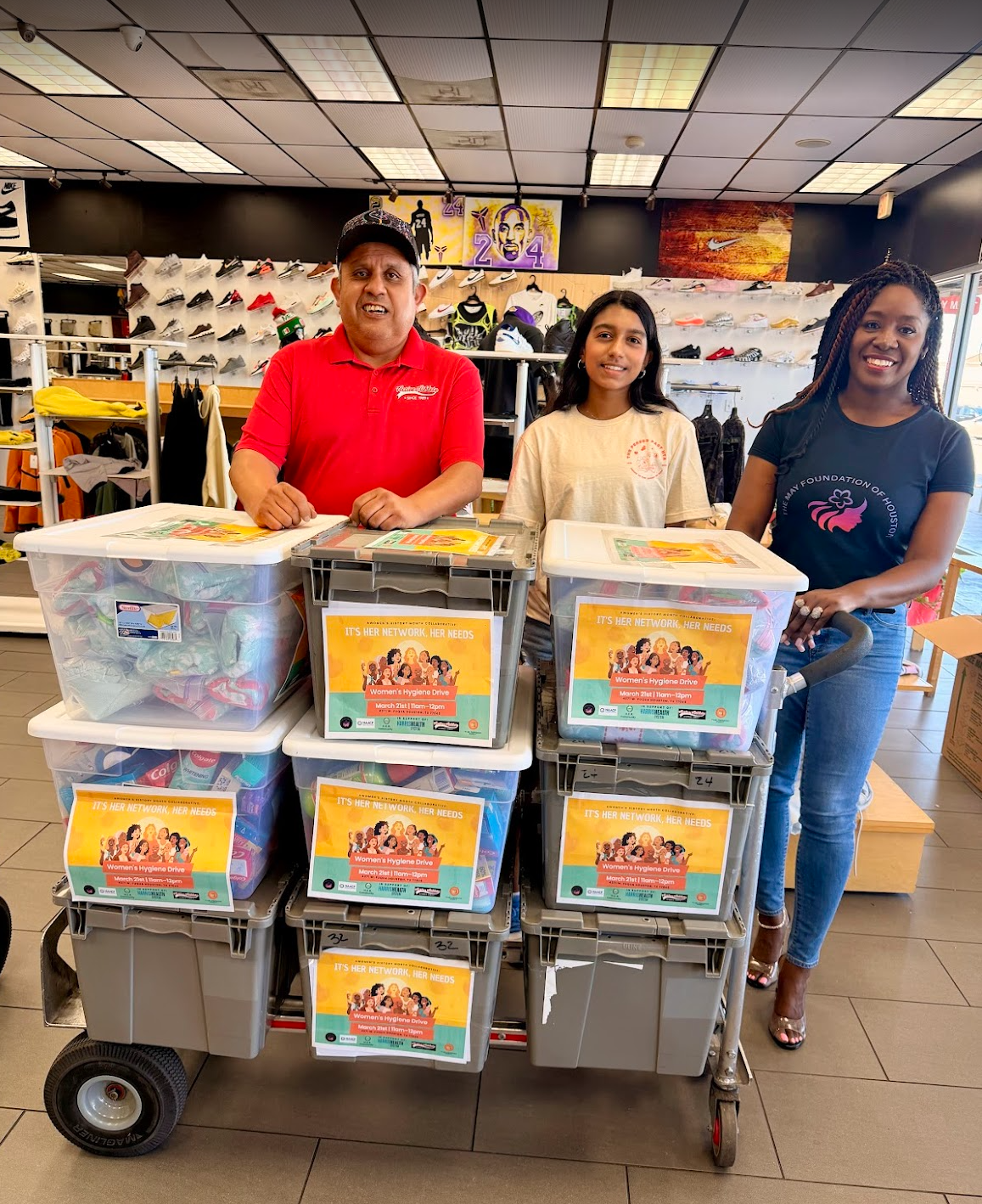 *3/21/26: It's Her Network, Her Needs: Women's hygiene drive in partnership with the May Foundation, H.E.R, and Harris Health.  Over 1K products donated! 