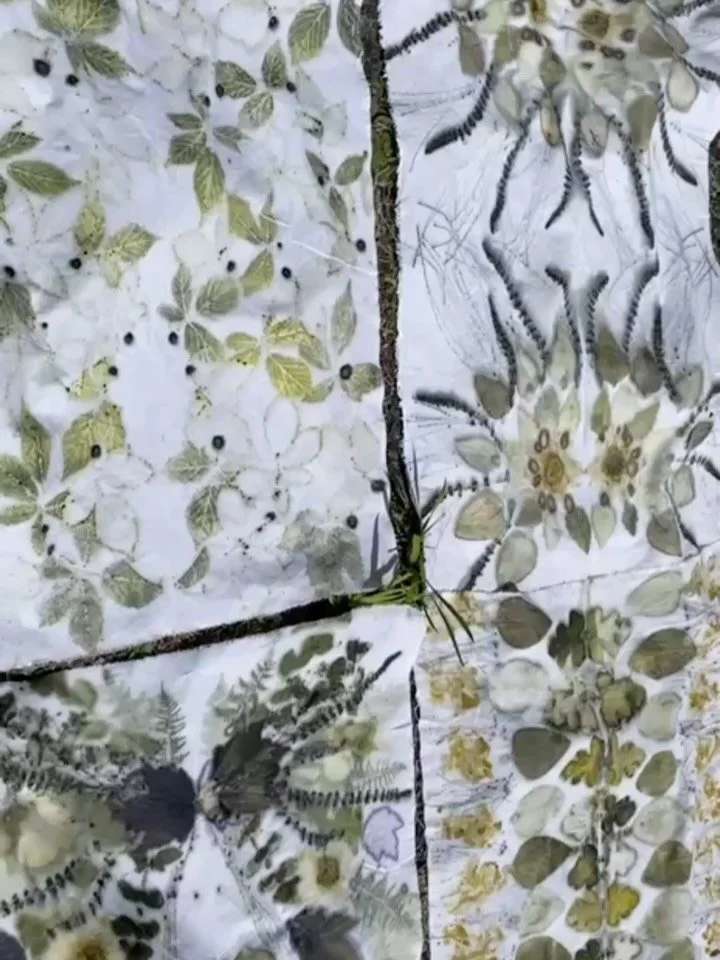 Fresh from the steamer and drying in the sun, to tote bags ready for the next market 🍁🍃🍂 #naturalexpressions #ecoprint #ecoprinting #botanicaldyes #ecoprintsoncotton - music from @jifworks