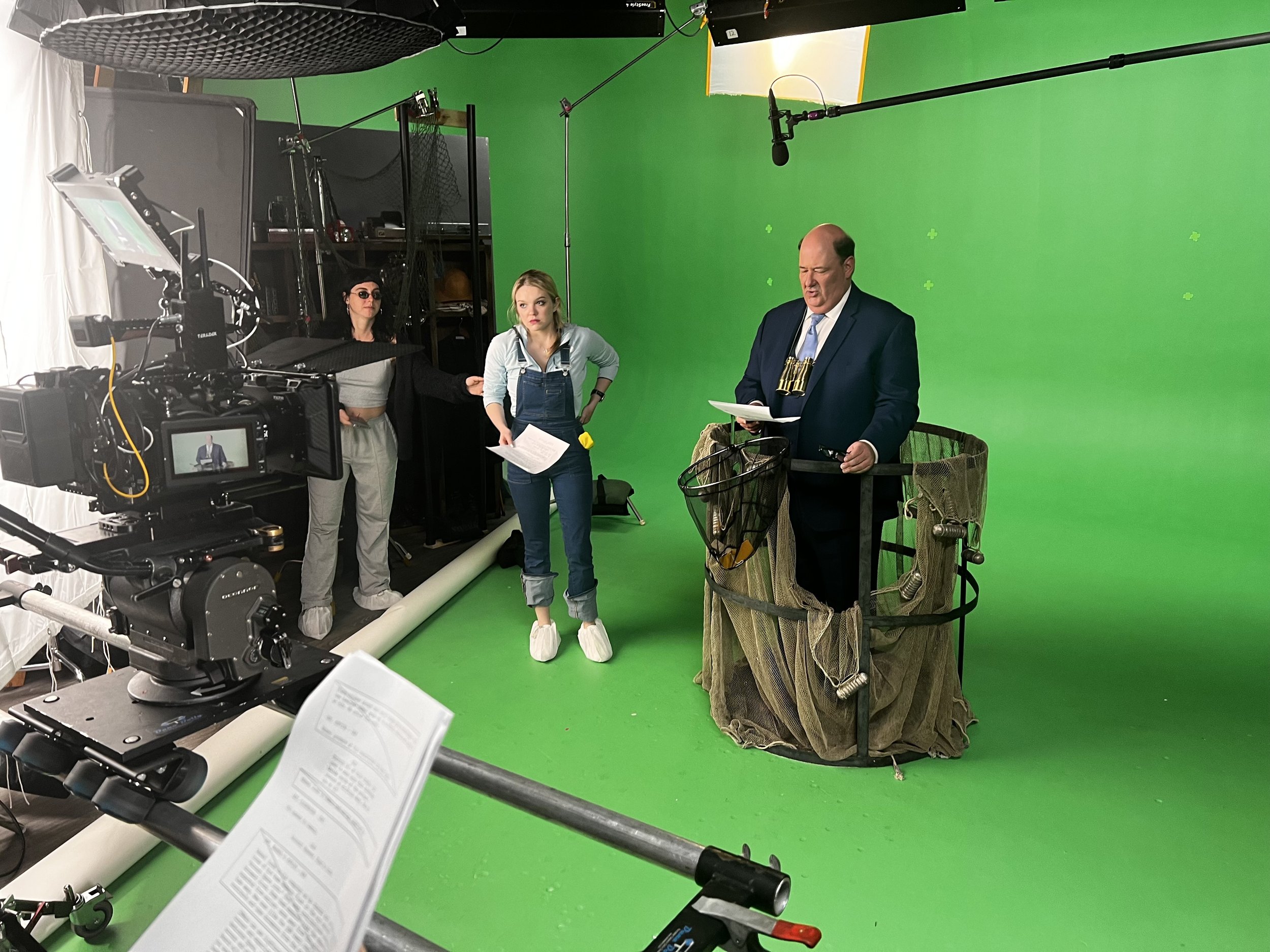 Emory as acting prop master during Brian Baumgartner's rehearsals.