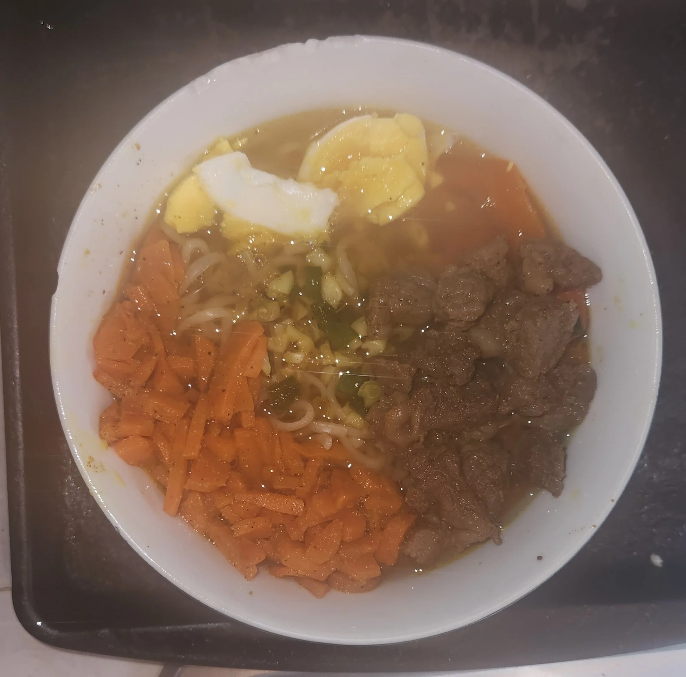 Homemade Ramen with Beef, Carrots, and Egg