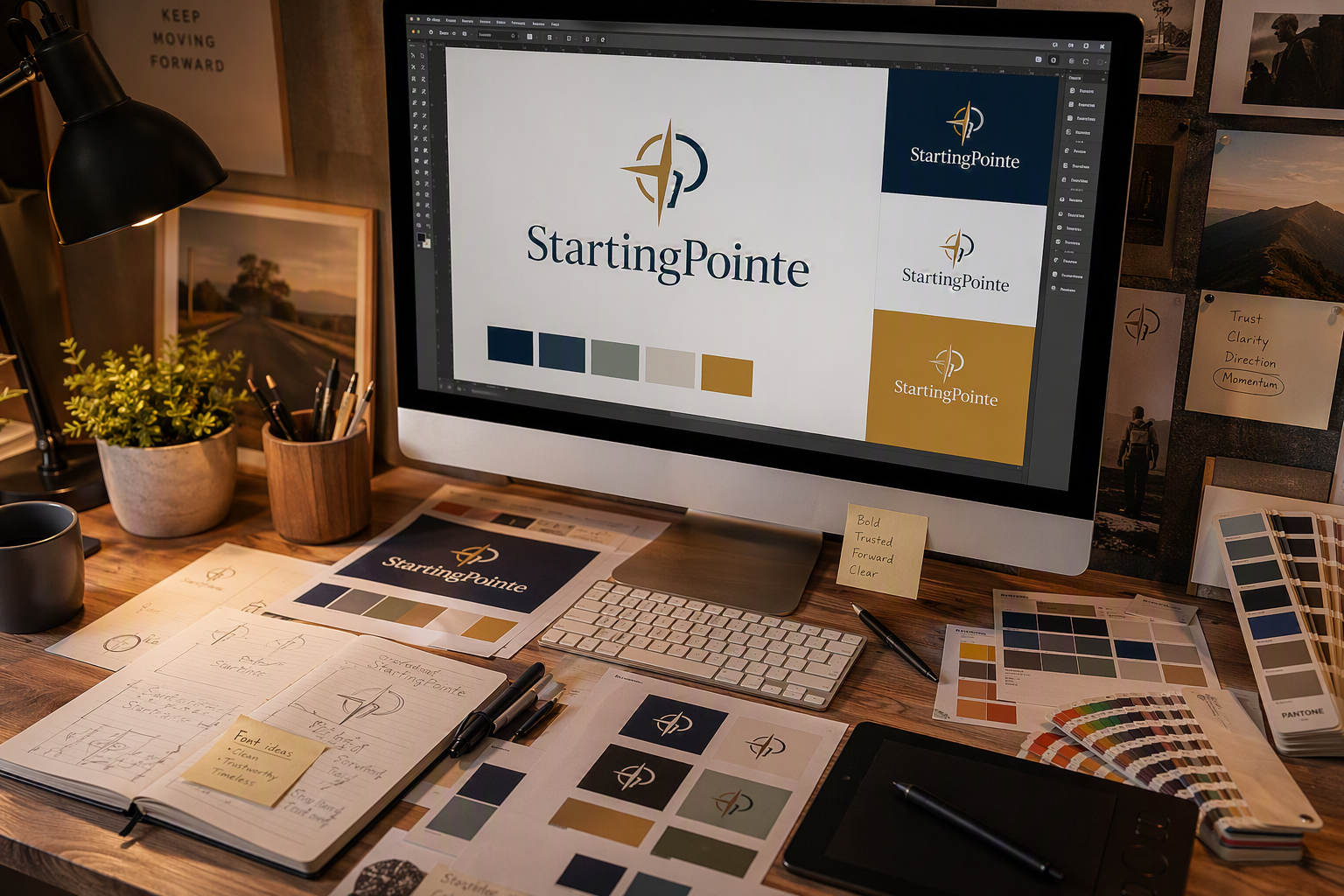 Creative Brand Design on Computer Screen