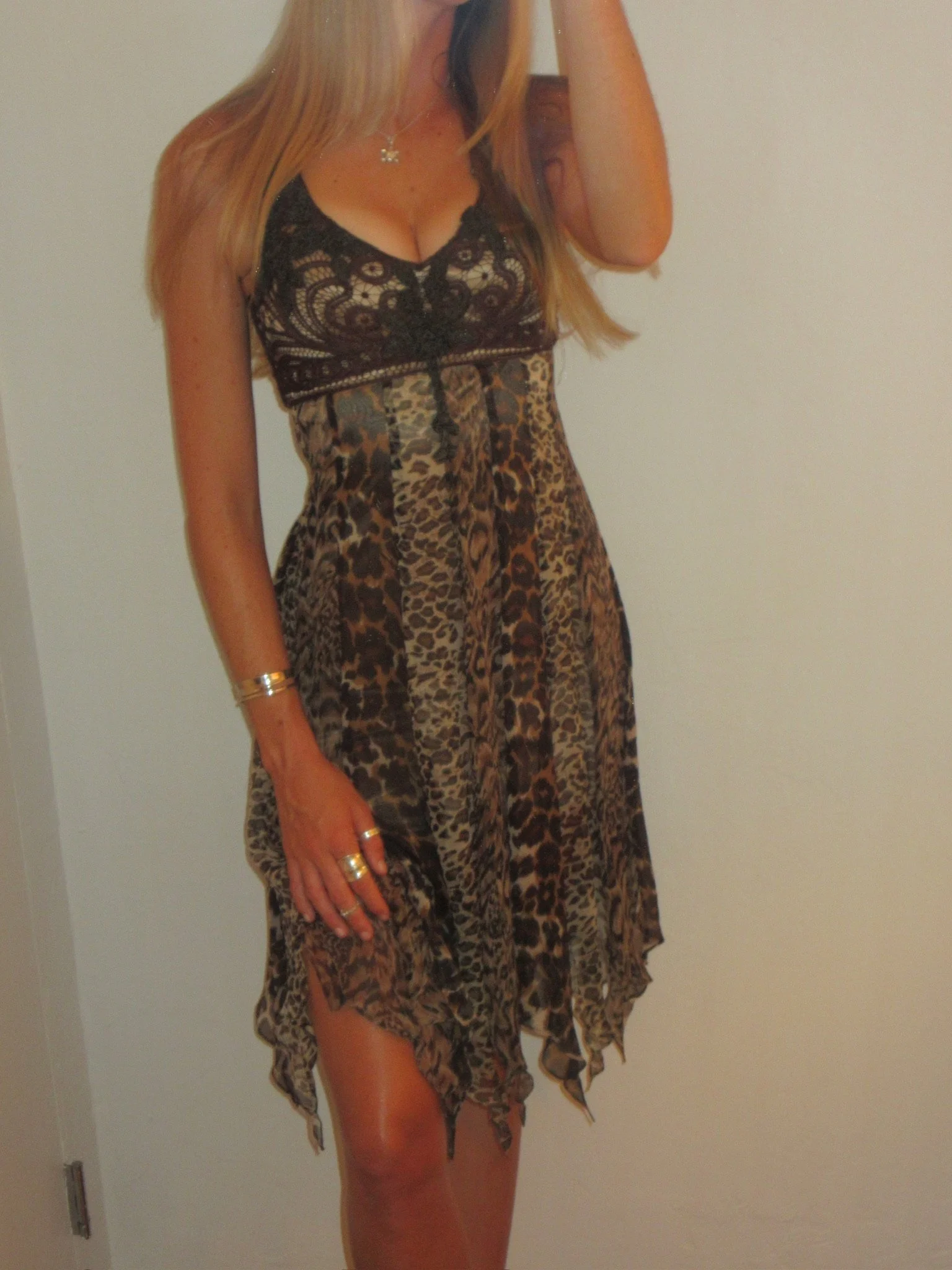 Sue Wong Cheetah Layered Midi Dress