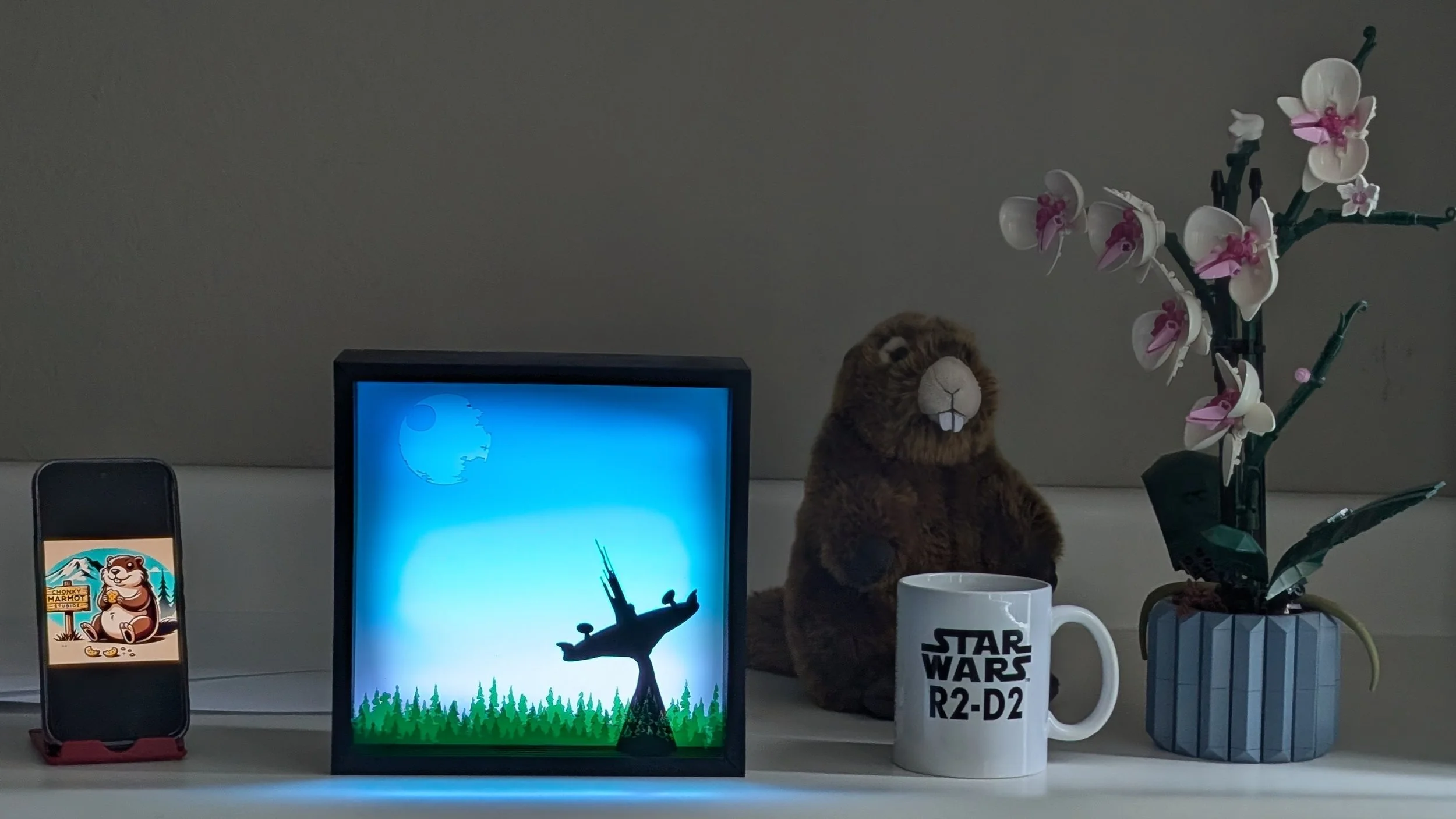 "Yub Nub" Star Wars Endor Lighted Shadow Box