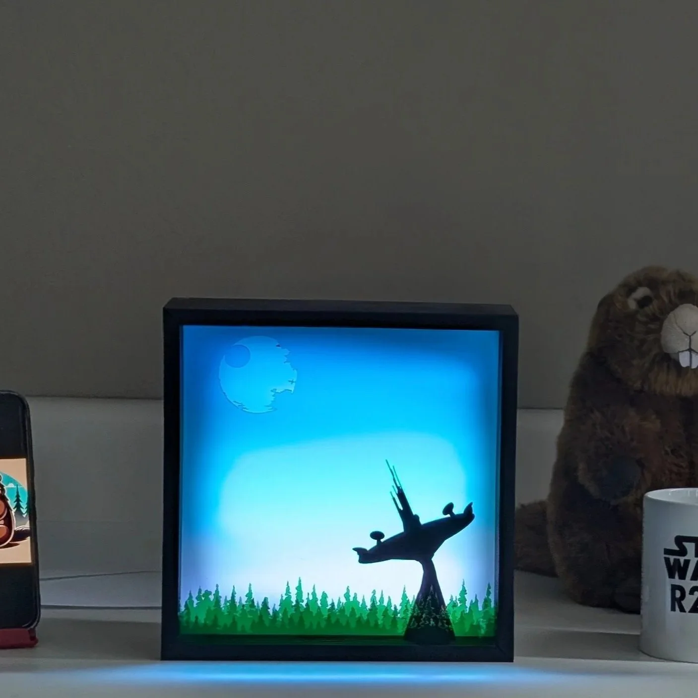 "Yub Nub" Star Wars Endor Lighted Shadow Box