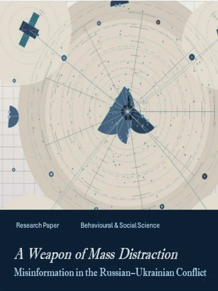 Illustration for the paper A Weapon of Mass Distraction, showing a radar-style graphic with the title and subtitle.