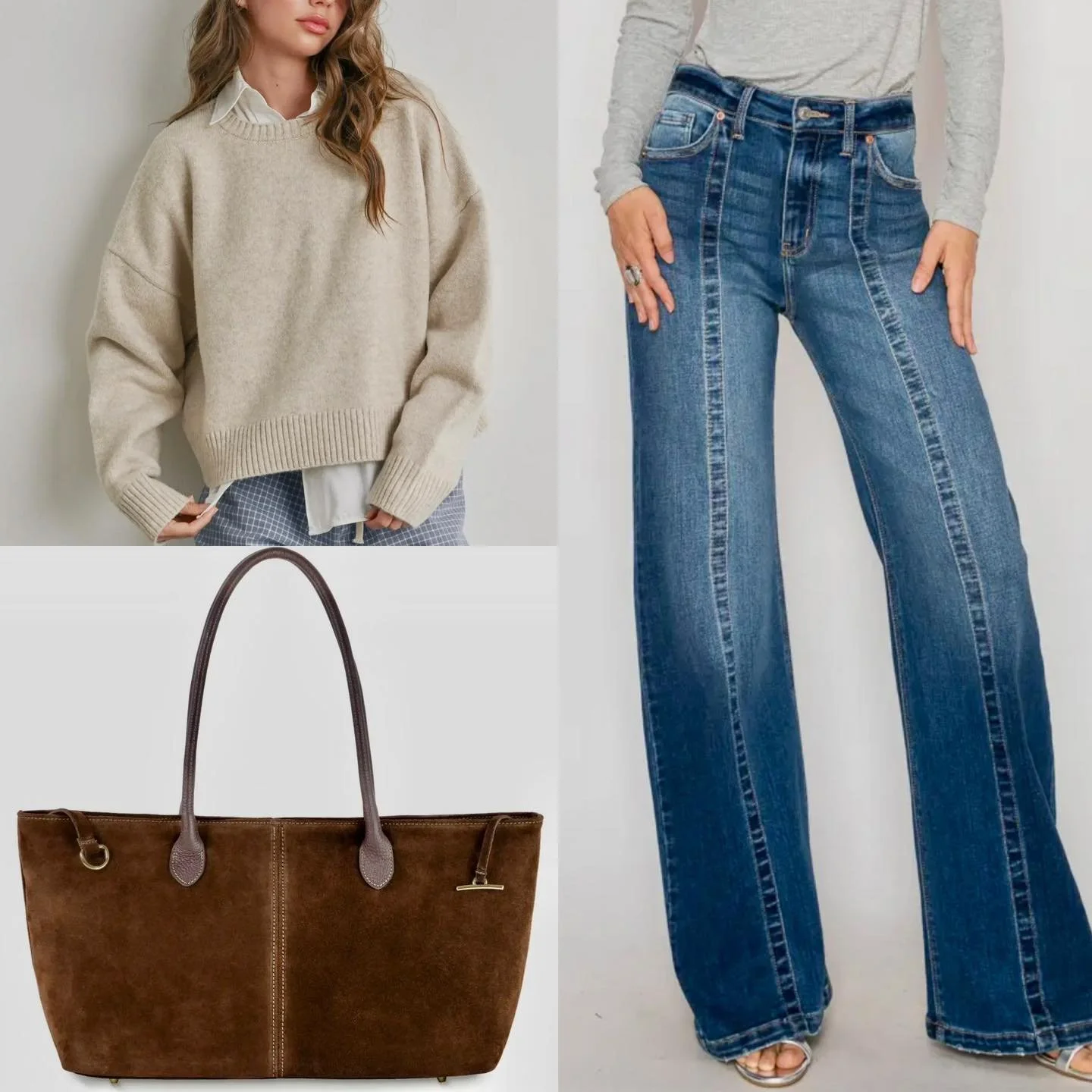 Cozy sweater, groovy jeans, suede tote&hellip;.yes we&rsquo;re ready for Fall!!!

#CozyFallVibes #shopsmall #welovefall🍁🍂
