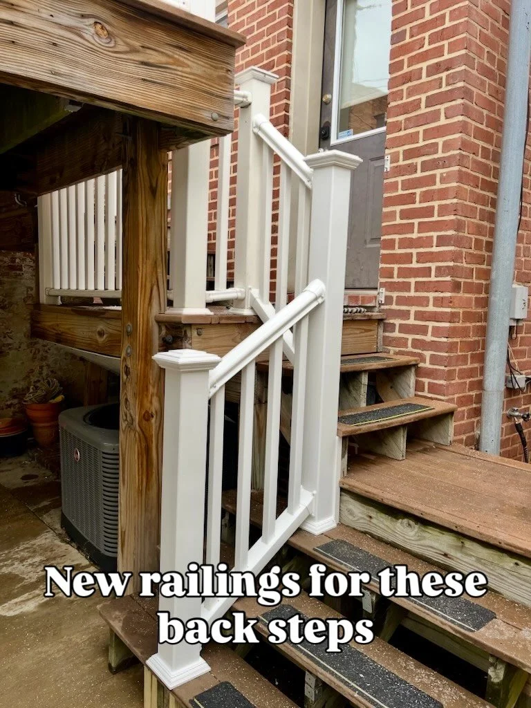 New back stair railings for this client, making their steps more accessible and homey 🏡 from repairs to remodels, Avalon is here for you ❄️