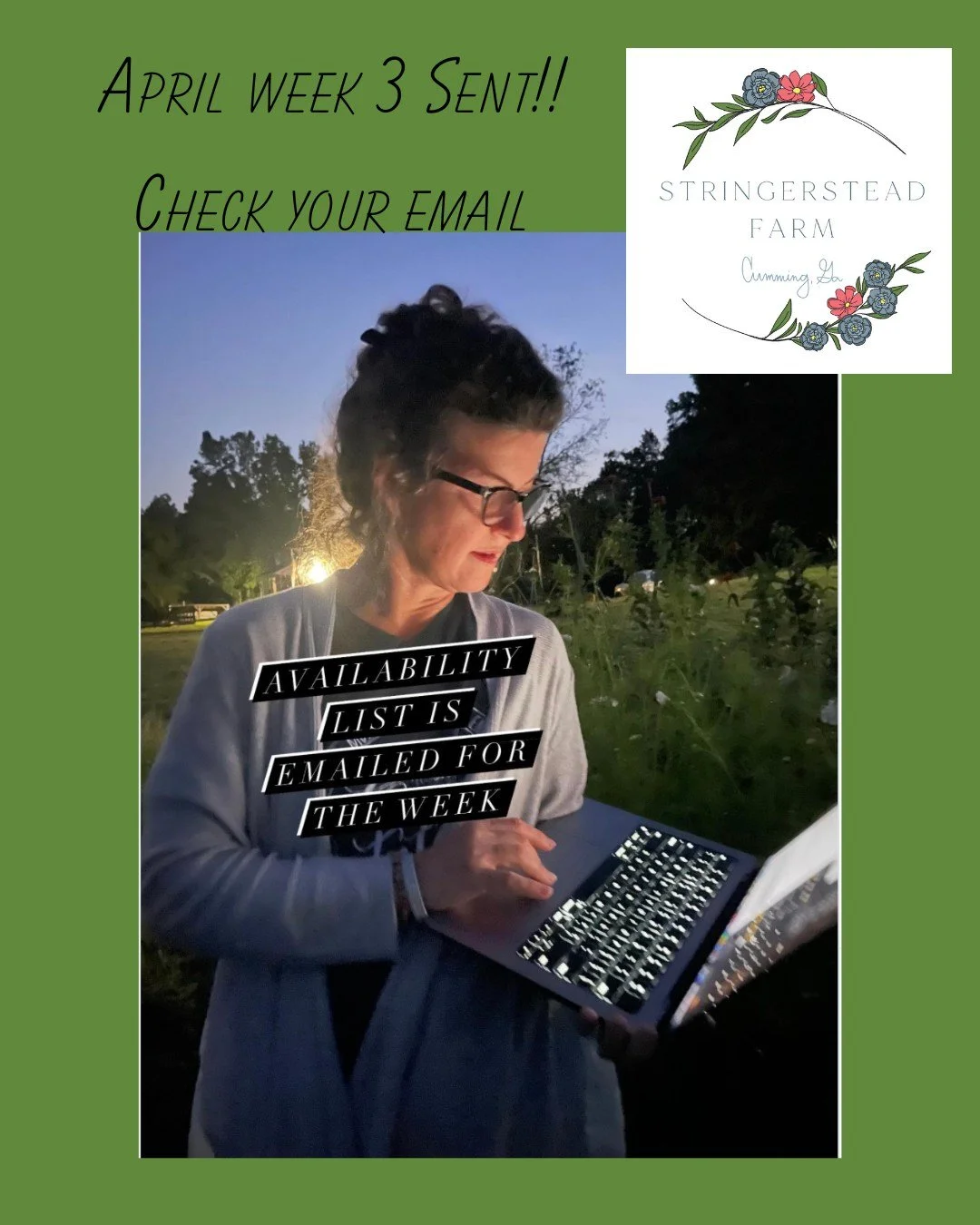 If you can't find your email send me a message and we will get it to you. Orders are first come first serve.  Hope to see you this week for a delivery!

 #local #localbusinessowner #stringersteadfarm #localbusiness #forsythfarms #flowerfarmerflorist 