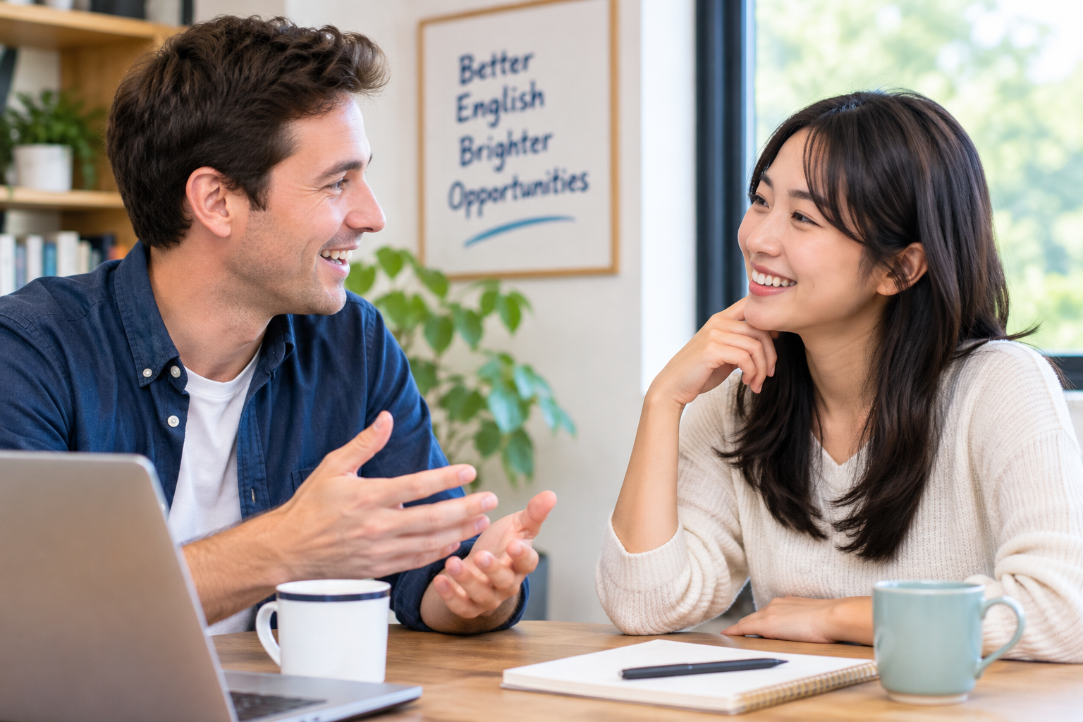 Two people having a natural English conversation