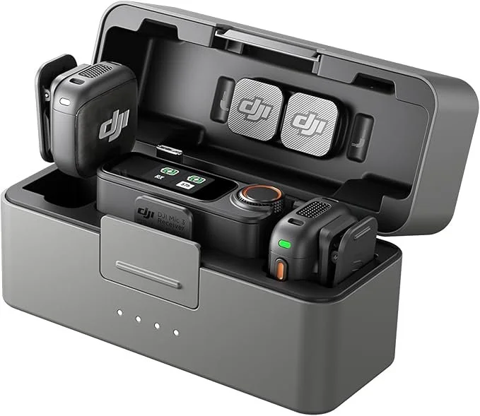 A DJI drone accessories kit inside a storage case, including a drone, remote controller, batteries, and chargers.