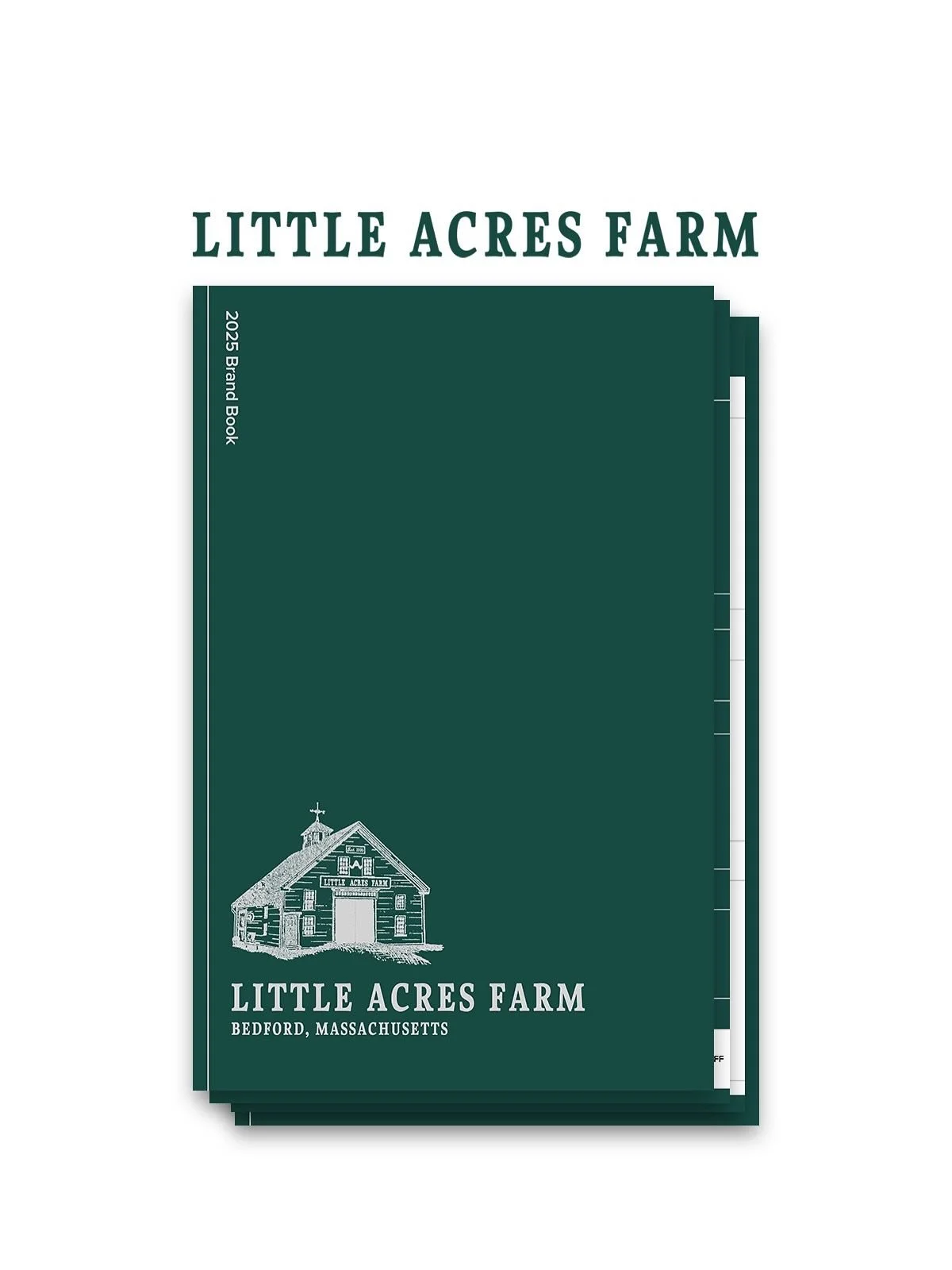 A couple pieces of physical stationary ➡️ an illustration-forward brand book with the goal of producing merchandise for the friends, employees, and fans of Little Acres Farm. This project has over 20 pieces of merchandise and an internal print on dem