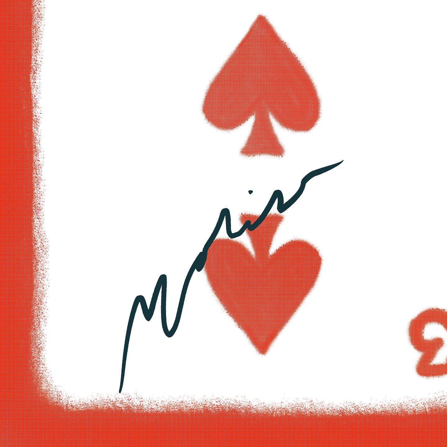 Showing a hand of card artwork with a scripted handwriting piece &spades;️ Mocked in frames on final slide