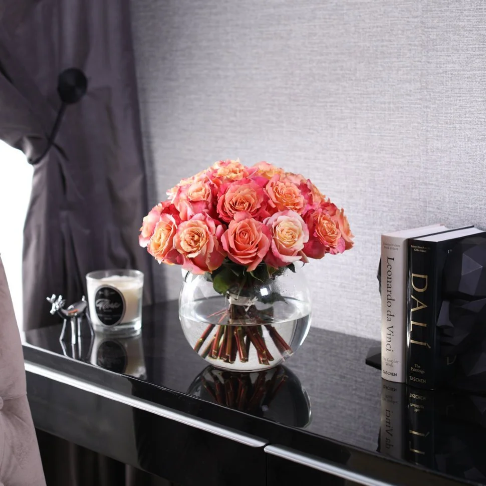 Roses In Bowl Vase